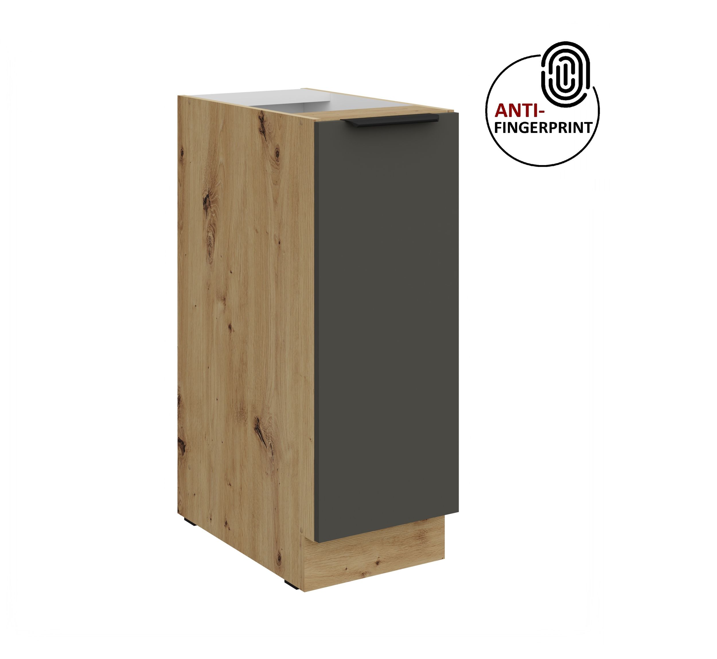 K&uuml;chen Unterschrank Schrankauszug 30 K&uuml;che ARIA Graphite matt Anti Fingerprint - Bild 1