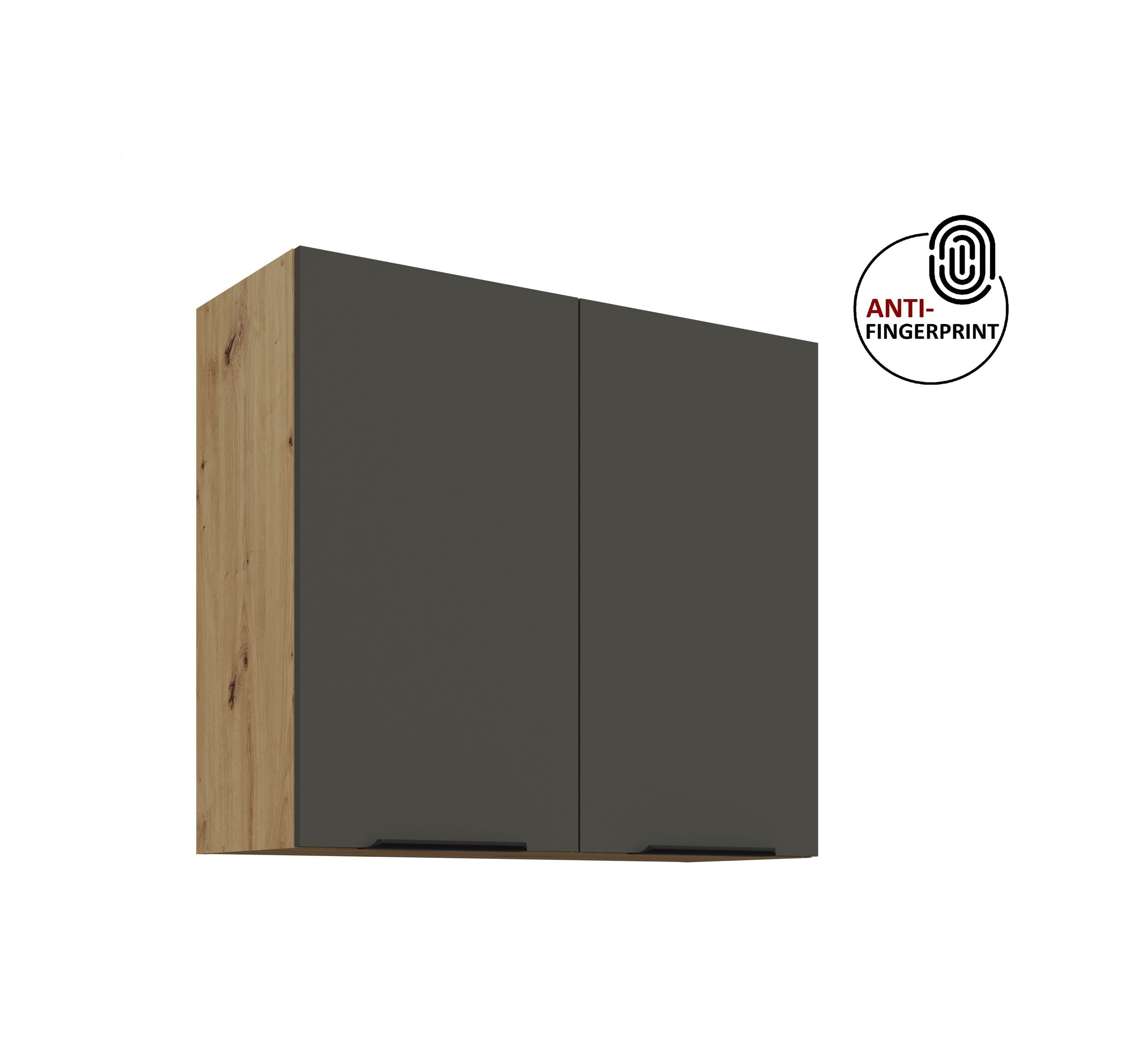 K&uuml;chen H&auml;ngeschrank 80 K&uuml;che ARIA Graphite matt K&uuml;chenzeile Anti Fingerprint - Bild 1