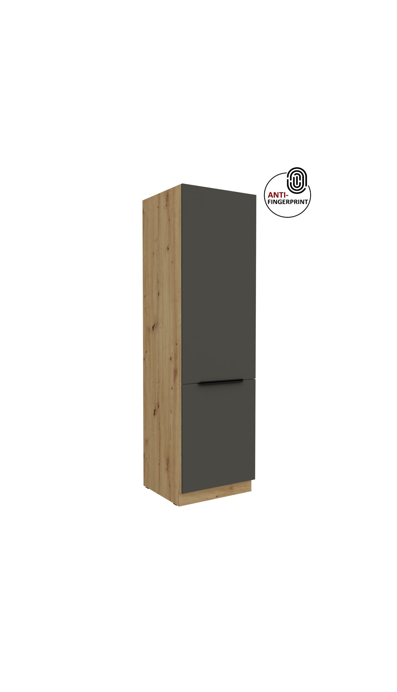 K&uuml;chen Hochschrank 60 cm K&uuml;che ARIA Graphite matt Anti Fingerprint K&uuml;chenzeile - Bild 1