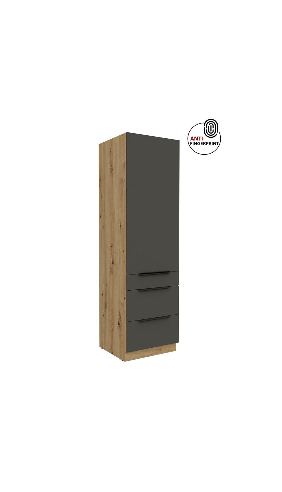 Küchen Hochschrank 60 cm Küche ARIA Graphite matt Anti Fingerprint Küchenzeile