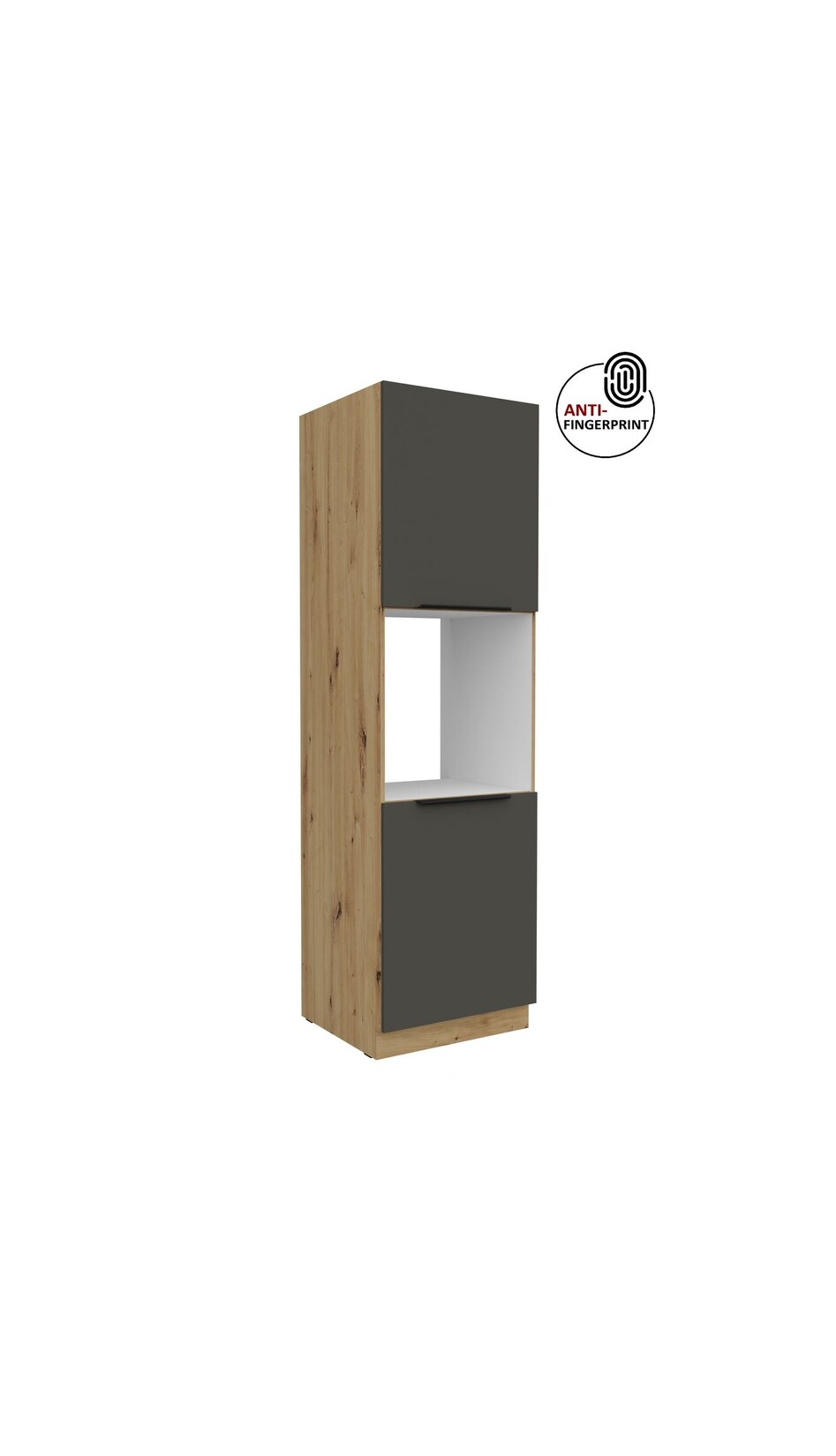Küchen Hochschrank 60 cm Küche ARIA Graphite matt Anti Fingerprint Küchenzeile