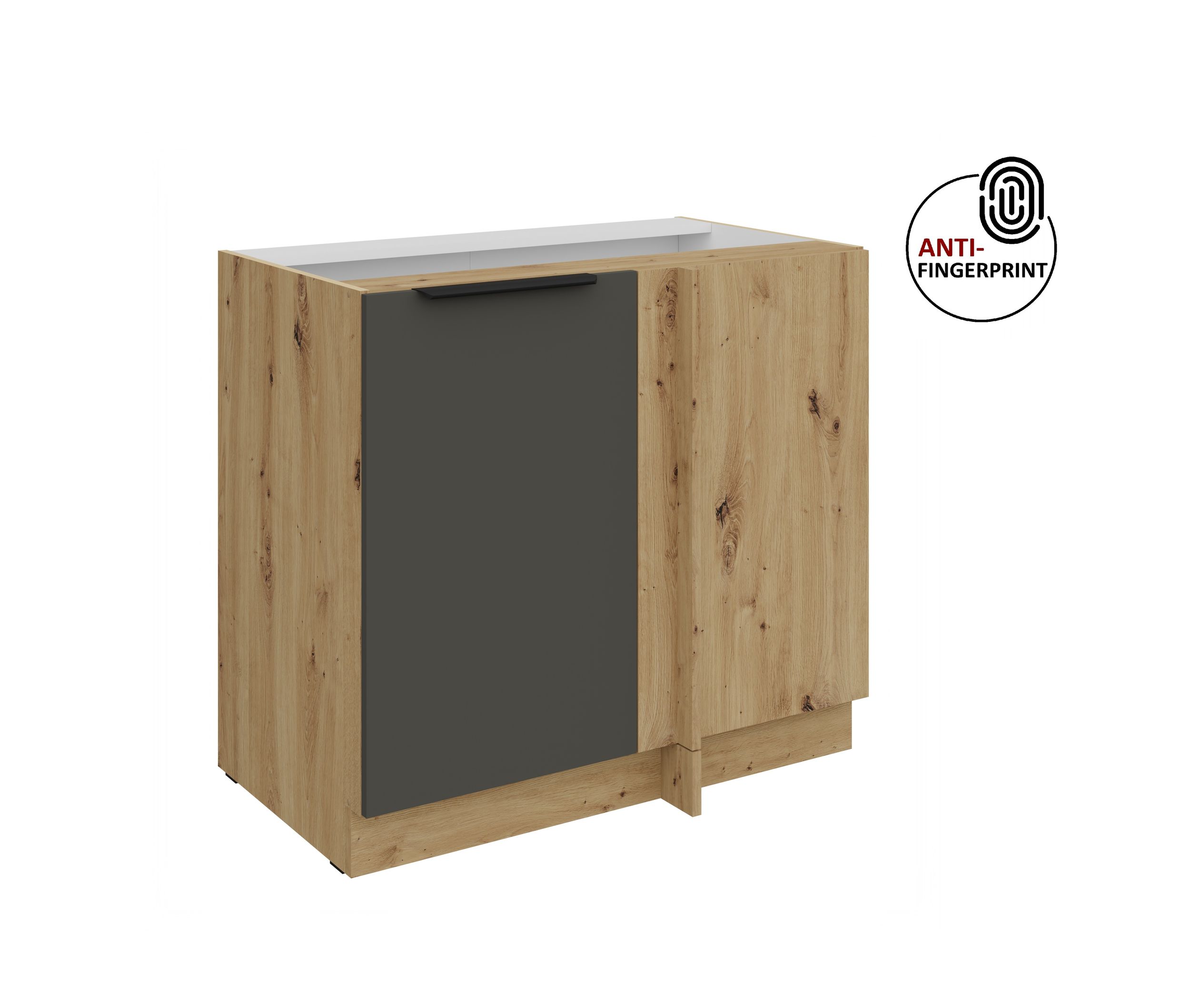 K&uuml;chen Eckschrank 105 cm K&uuml;che ARIA Graphite matt Anti Fingerprint K&uuml;chenzeile - Bild 1
