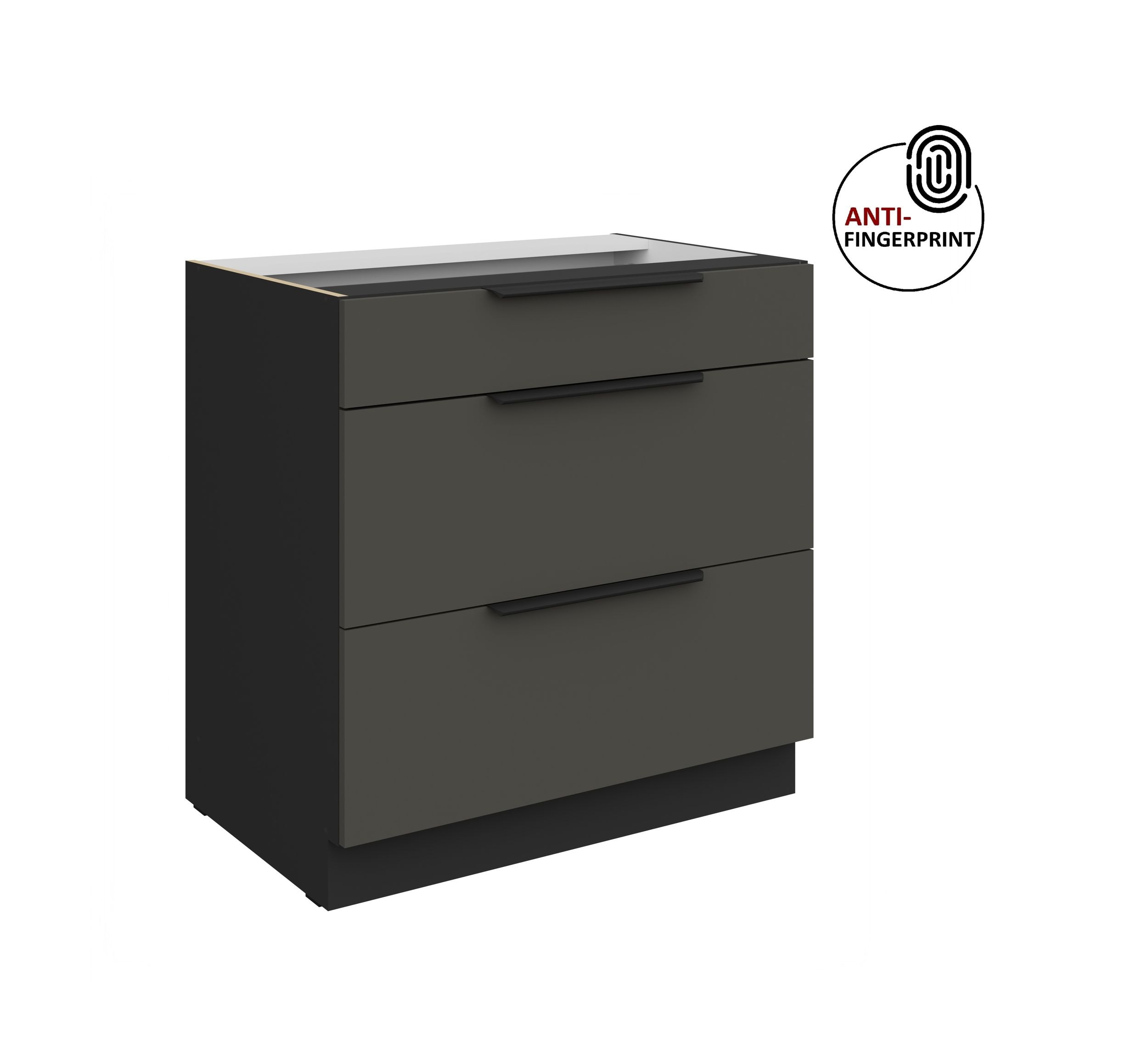 K&uuml;chen Unterschrank 80 K&uuml;che ARIA Graphite matt Anti Fingerprint K&uuml;chenzeile - Bild 1