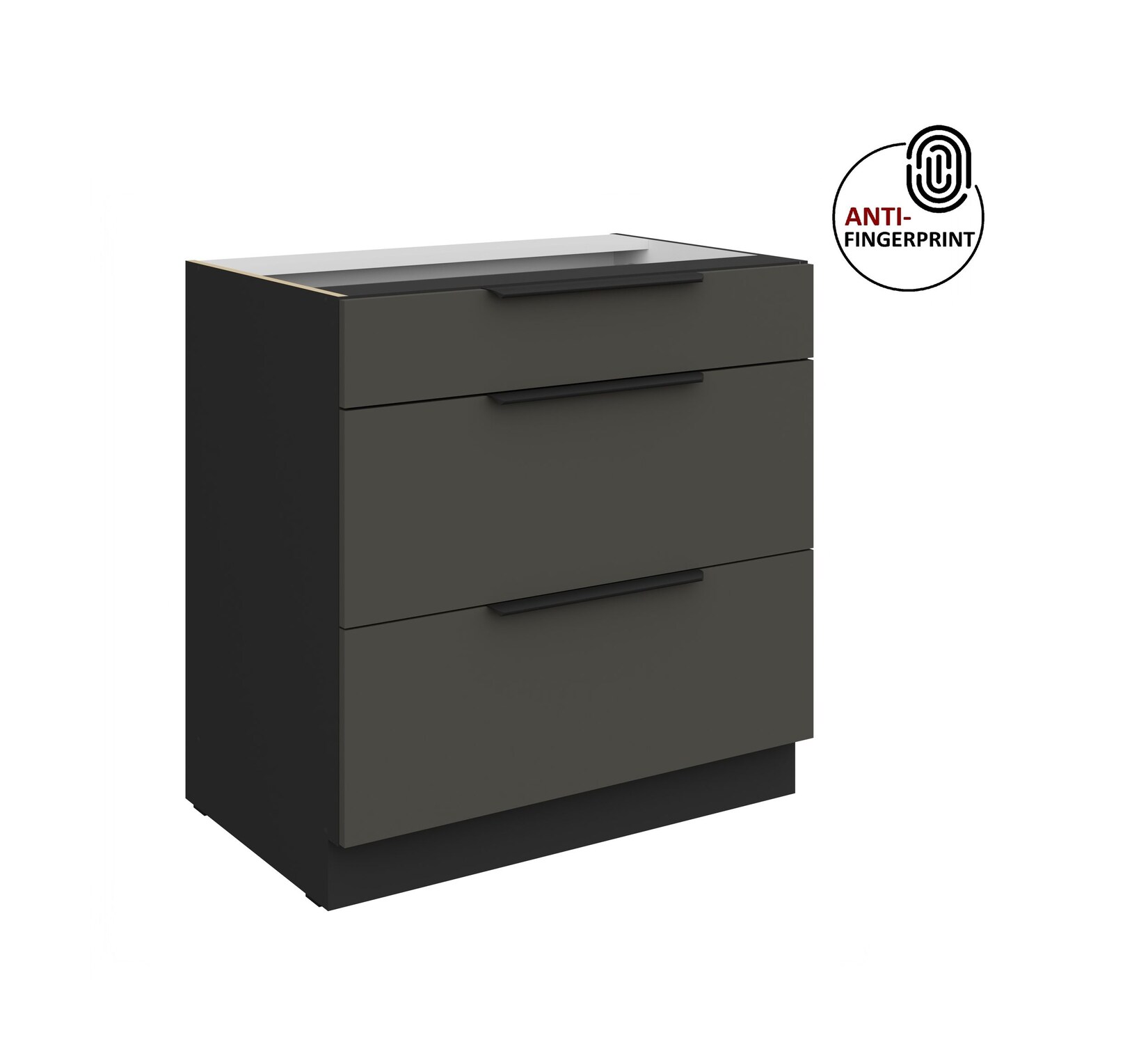 Küchen Unterschrank 80 Küche ARIA Graphite matt Anti Fingerprint Küchenzeile