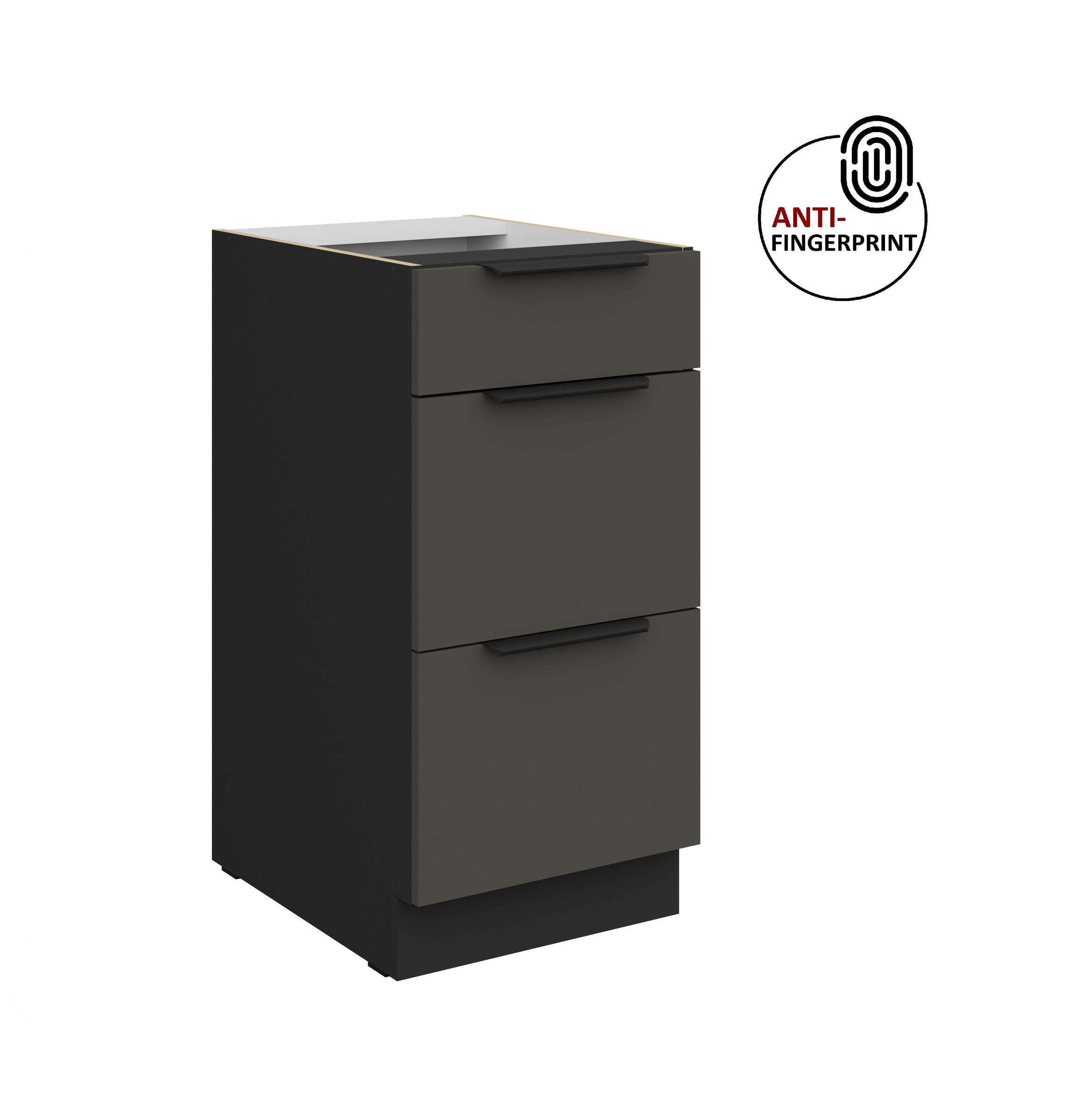 K&uuml;chen Unterschrank 40 K&uuml;che ARIA Graphite matt Anti Fingerprint K&uuml;chenzeile - Bild 1