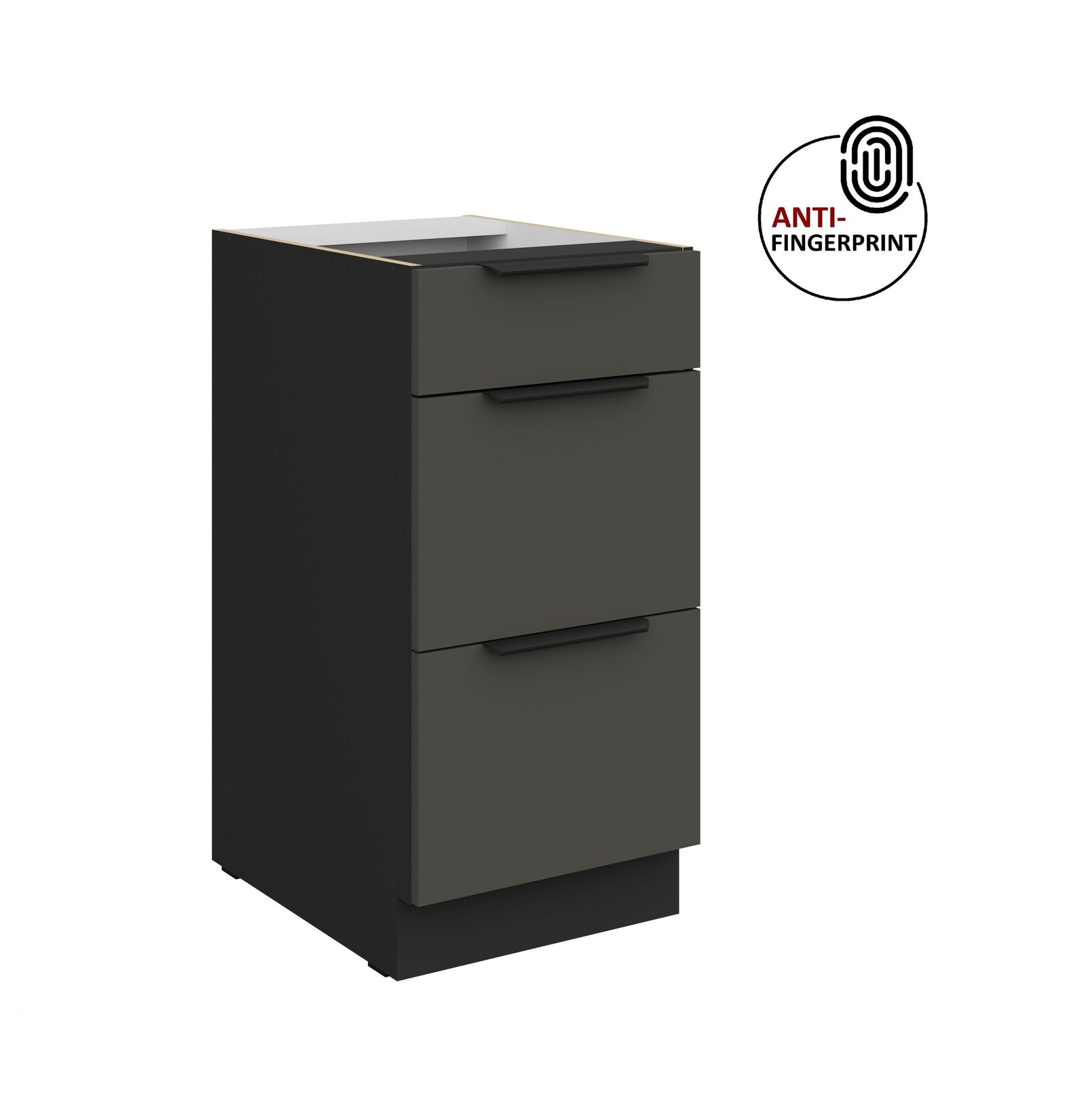 Küchen Unterschrank 40 Küche ARIA Graphite matt Anti Fingerprint Küchenzeile