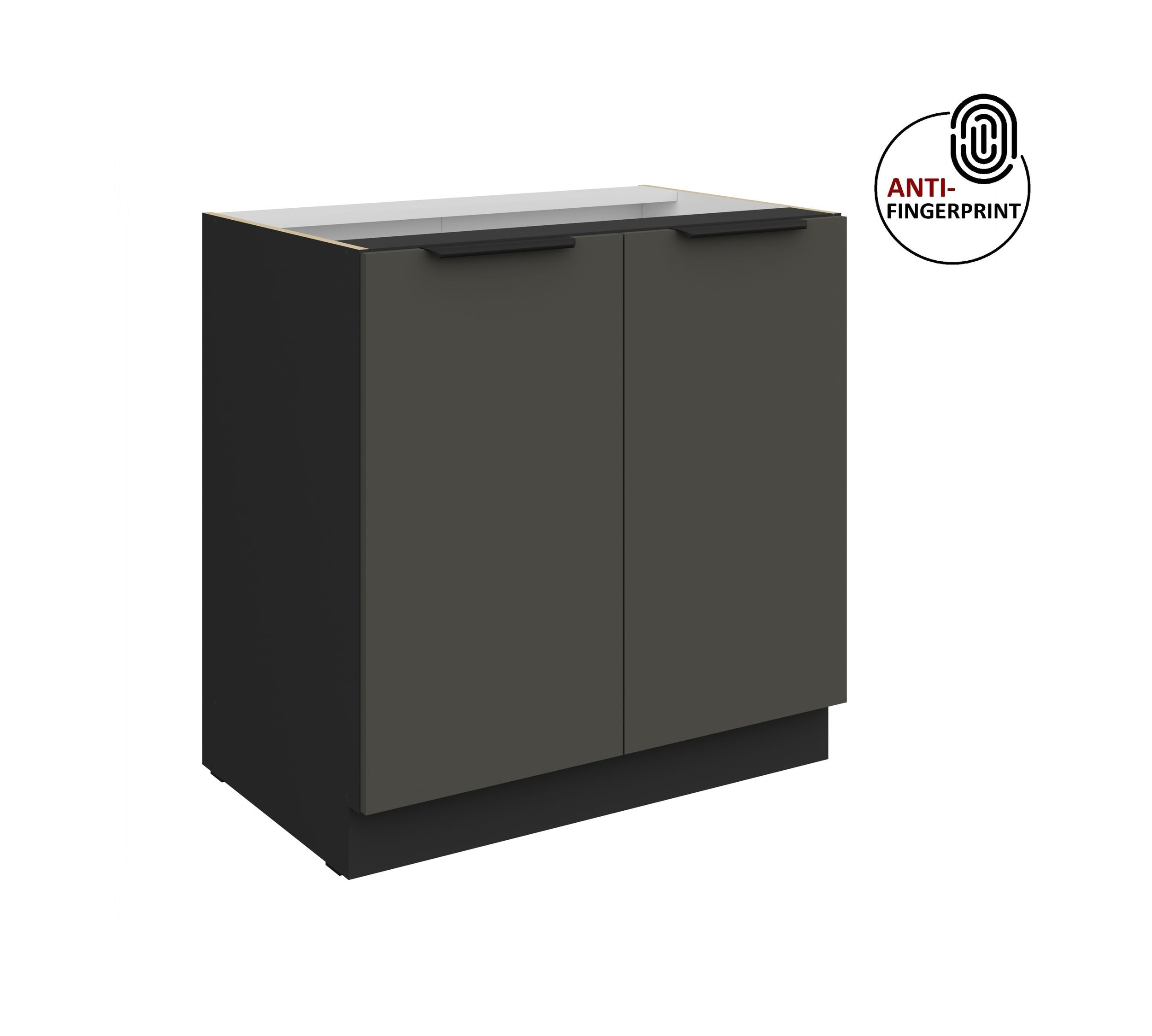 K&uuml;chen Unterschrank 80 K&uuml;che ARIA Graphite matt Anti Fingerprint K&uuml;chenzeile - Bild 1