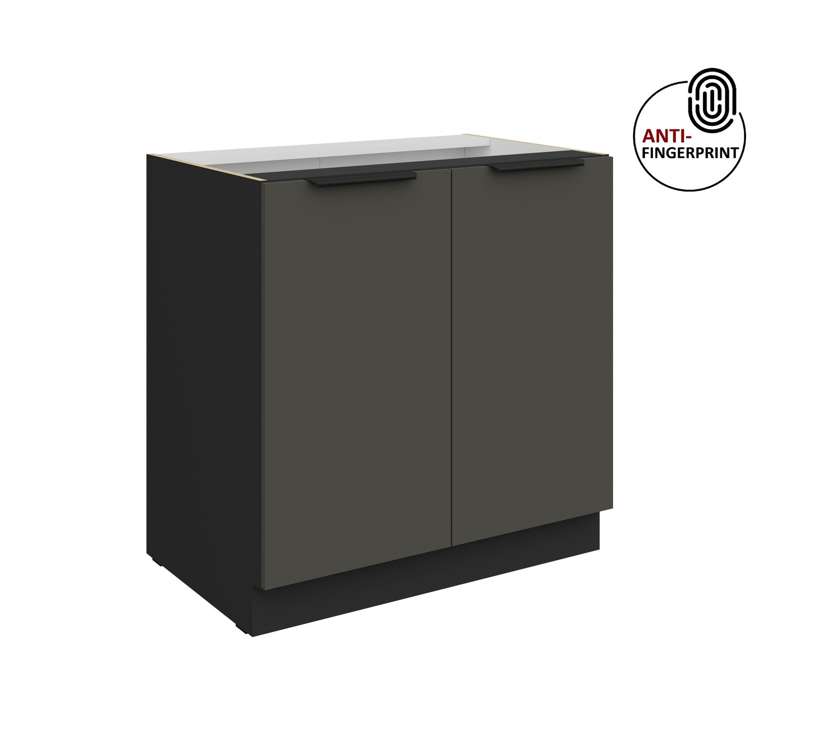 Küchen Unterschrank 80 Küche ARIA Graphite matt Anti Fingerprint Küchenzeile