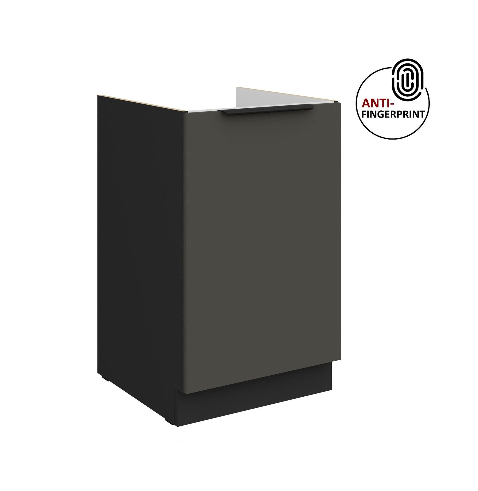 Küchen Spülenschrank 50 Küche ARIA Graphite matt Anti Fingerprint Küchenzeile