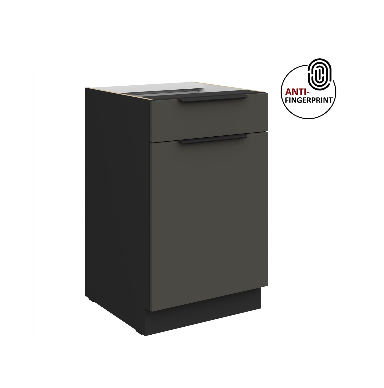 Küchen Unterschrank 50 Küche ARIA Graphite matt Anti Fingerprint Küchenzeile