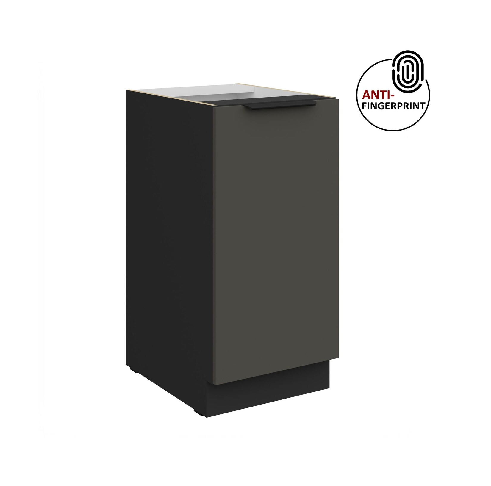 Küchen Unterschrank 40 Küche ARIA Graphite matt Anti Fingerprint Küchenzeile