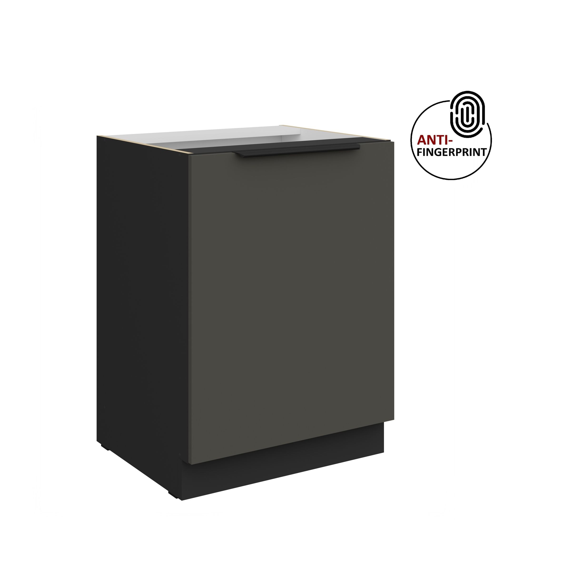 K&uuml;chen Unterschrank 60 K&uuml;che ARIA Graphite matt Anti Fingerprint K&uuml;chenzeile - Bild 1