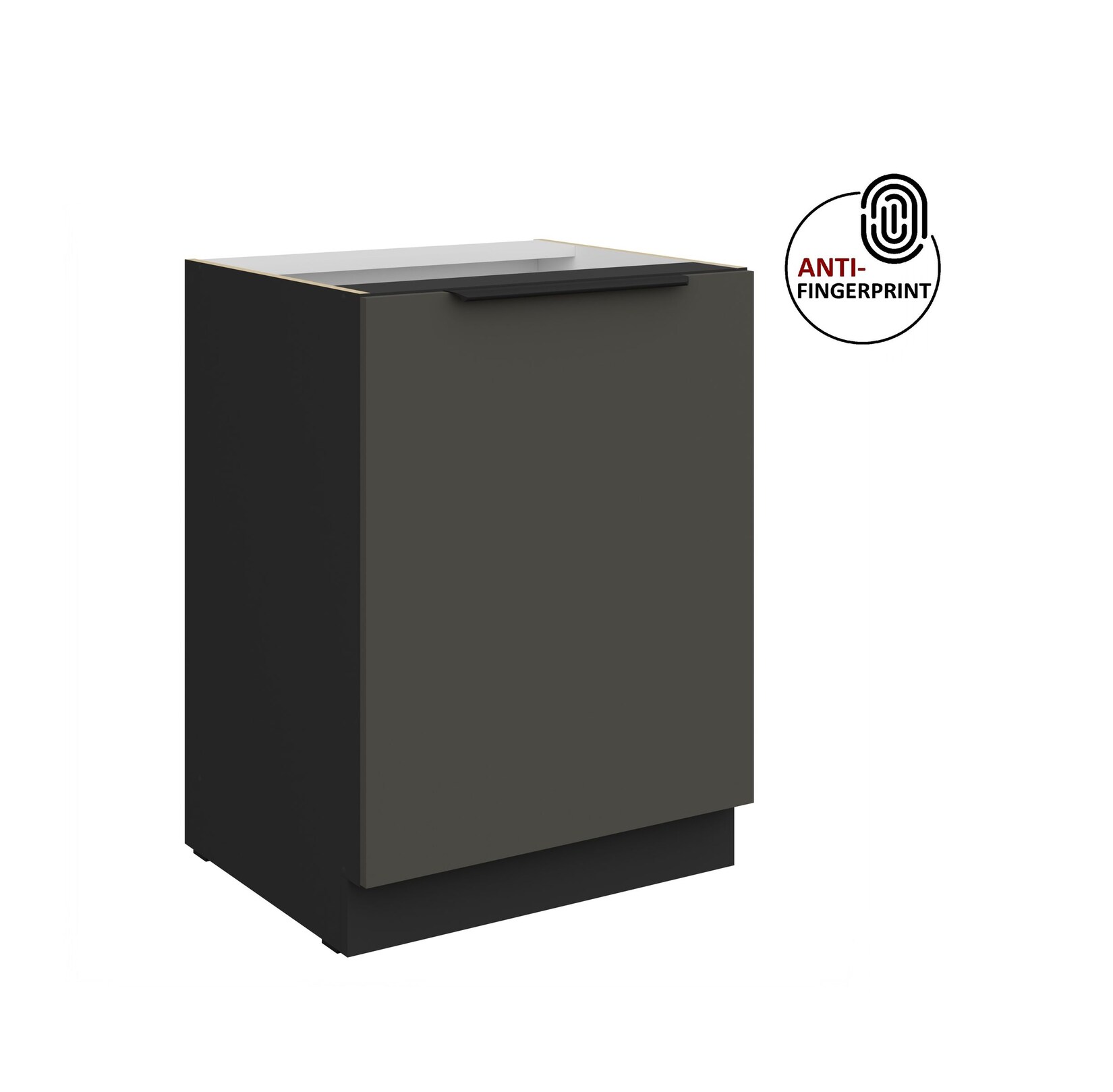 Küchen Unterschrank 60 Küche ARIA Graphite matt Anti Fingerprint Küchenzeile