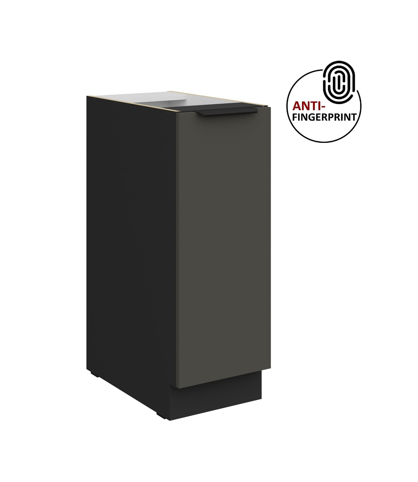 Küchen Unterschrank Schrankauszug 30 Küche ARIA Graphite matt Anti Fingerprint