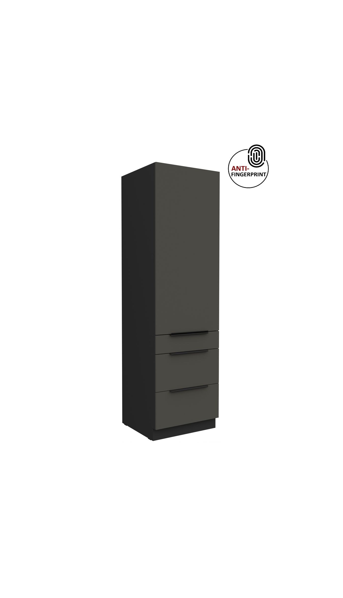 K&uuml;chen Hochschrank 60 cm K&uuml;che ARIA Graphite matt Anti Fingerprint K&uuml;chenzeile - Bild 1
