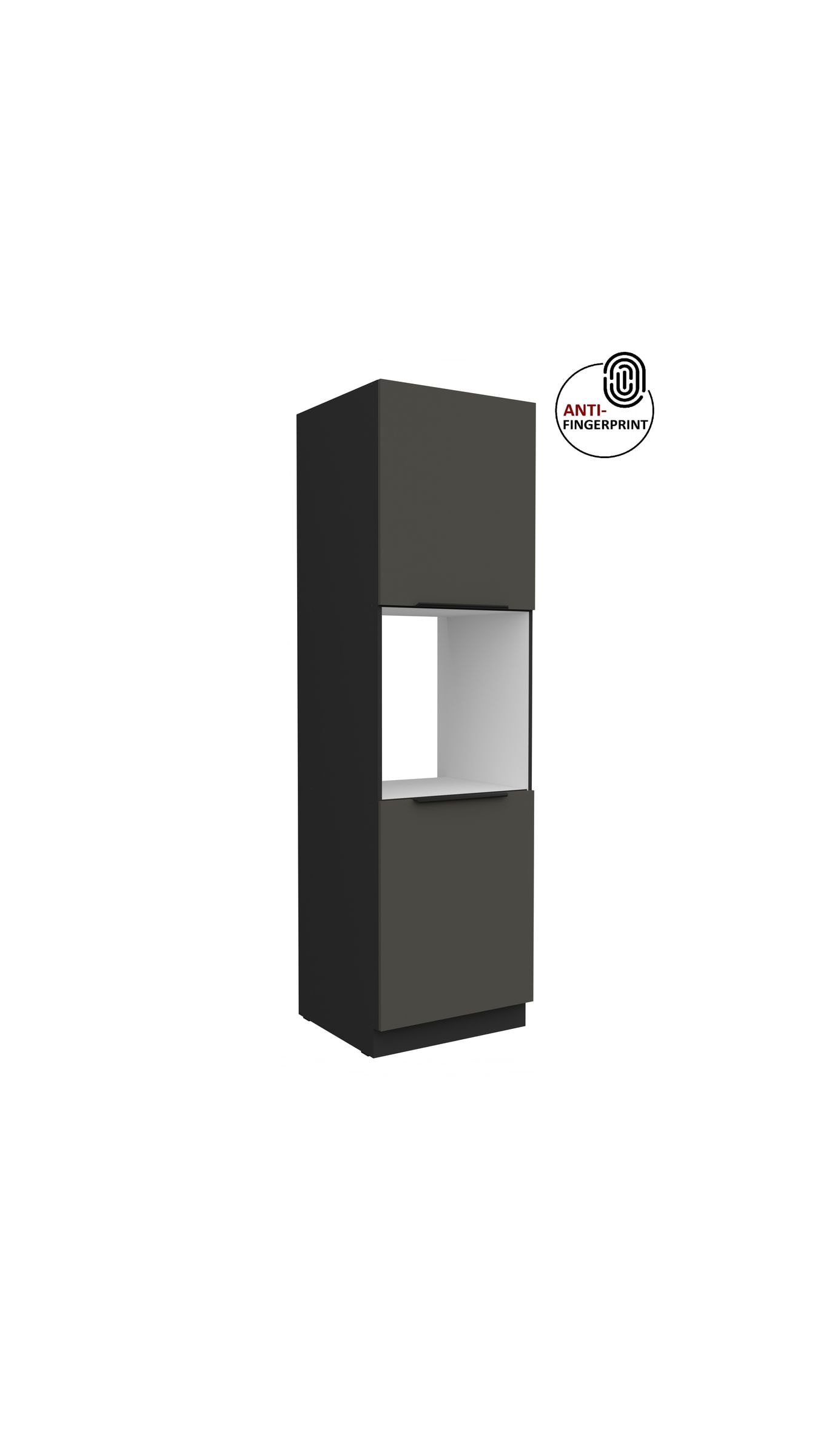 K&uuml;chen Hochschrank 60 cm K&uuml;che ARIA Graphite matt Anti Fingerprint K&uuml;chenzeile - Bild 1