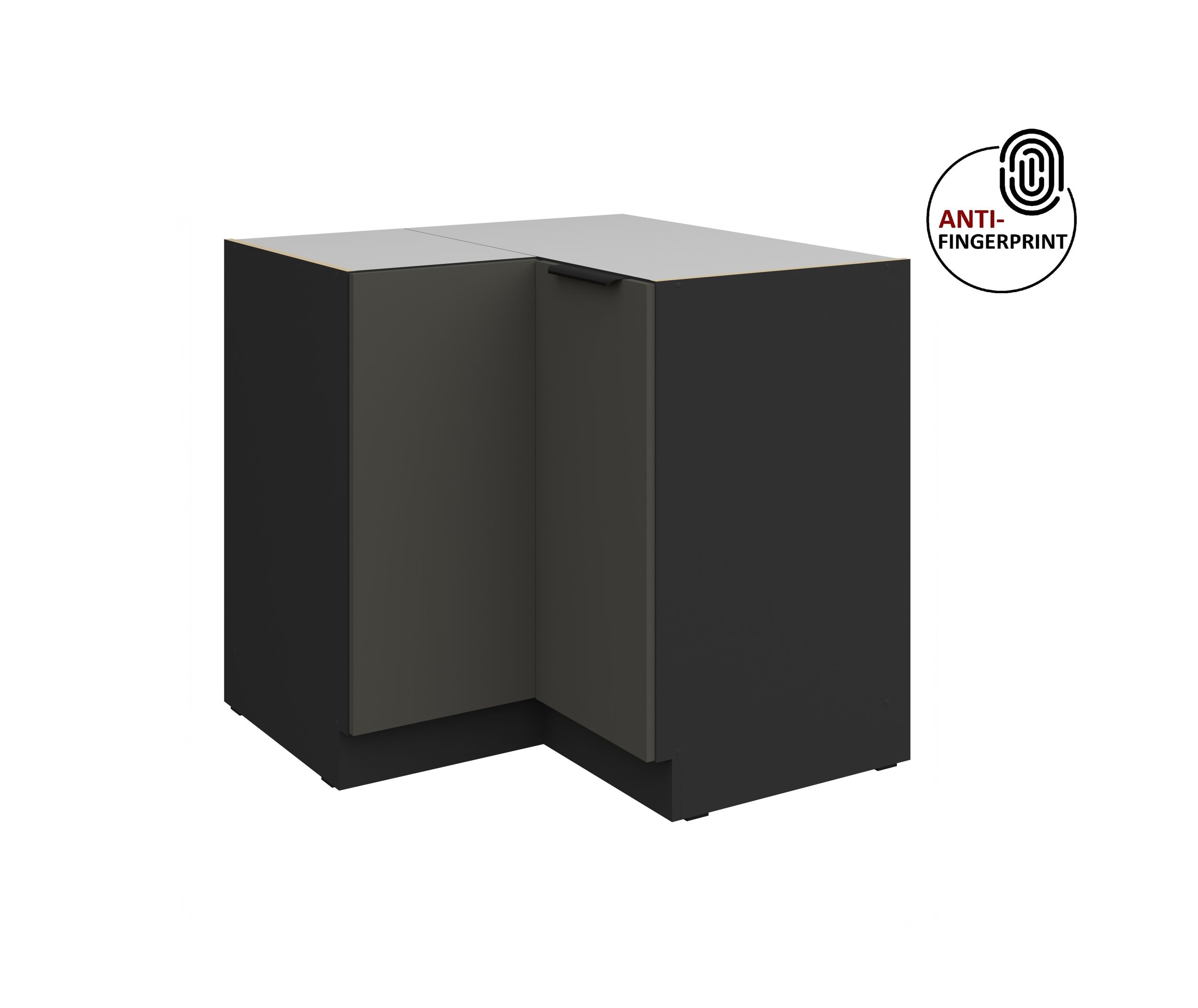 K&uuml;chen Eckschrank 90x90 K&uuml;che ARIA Graphite matt Anti Fingerprint K&uuml;chenzeile - Bild 1