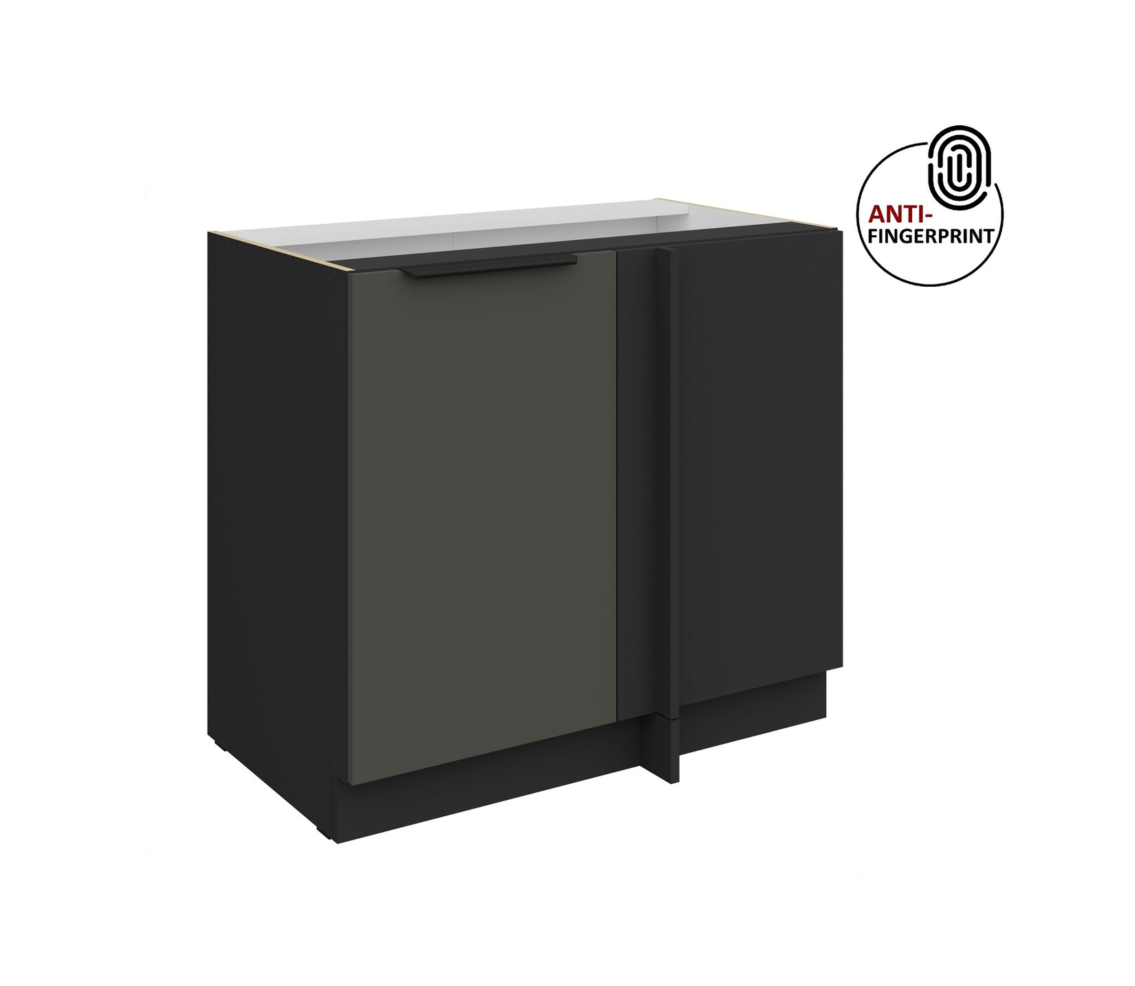 Küchen Eckschrank 105cm Küche ARIA Graphite matt Anti Fingerprint Küchenzeile