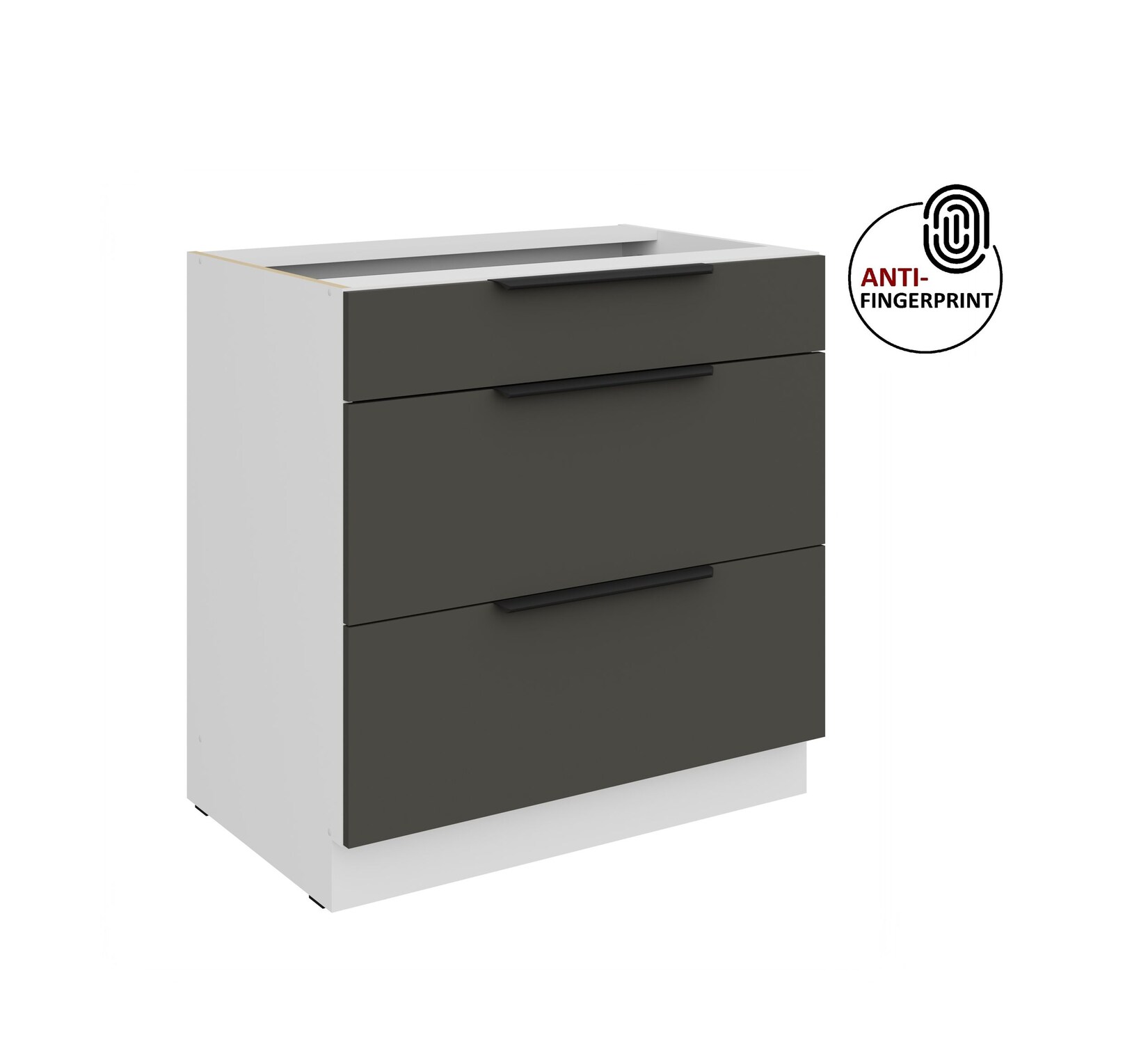 Küchen Unterschrank 80 Küche ARIA Graphite matt Anti Fingerprint Küchenzeile