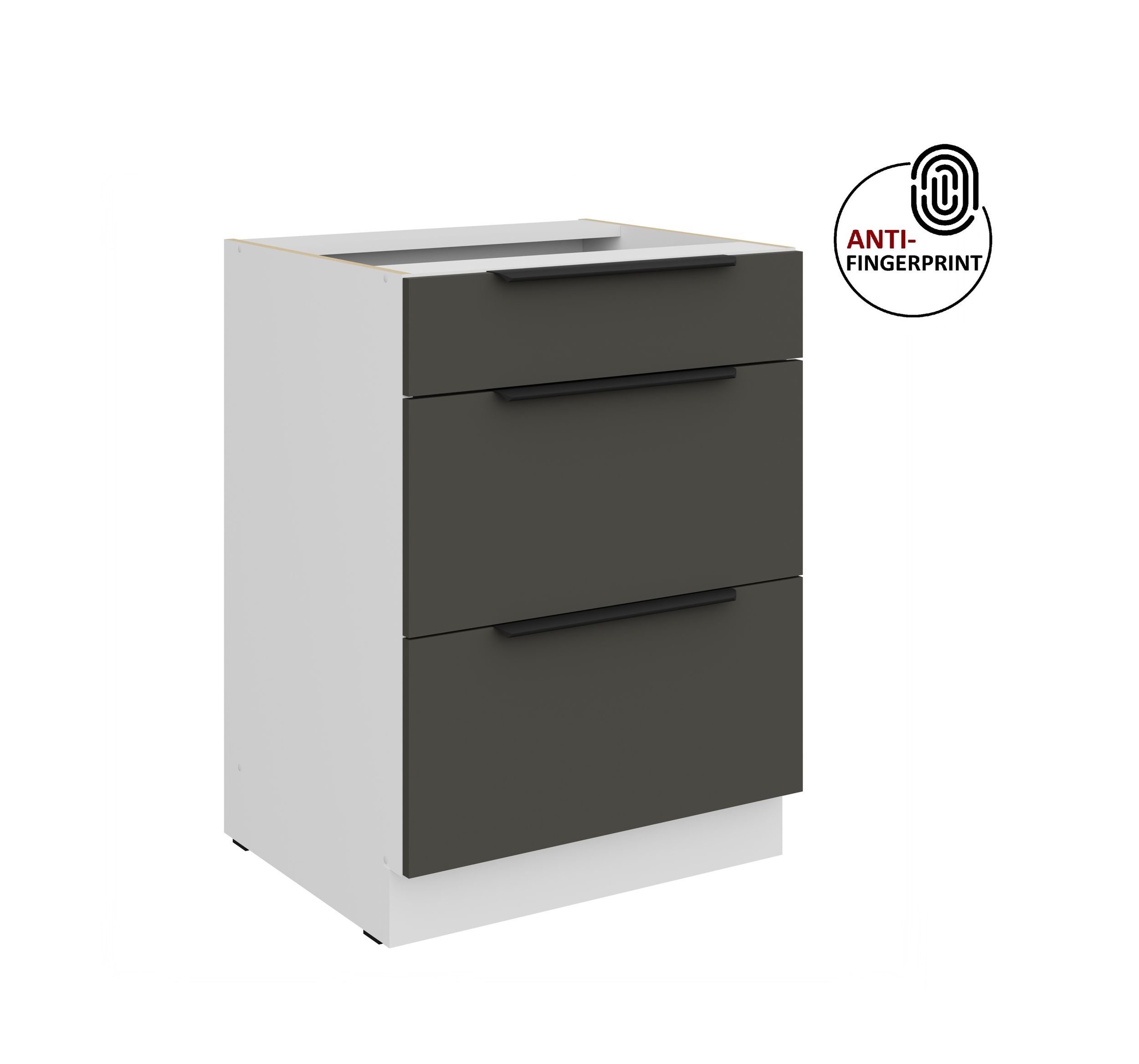 K&uuml;chen Unterschrank 60 K&uuml;che ARIA Graphite matt Anti Fingerprint K&uuml;chenzeile - Bild 1