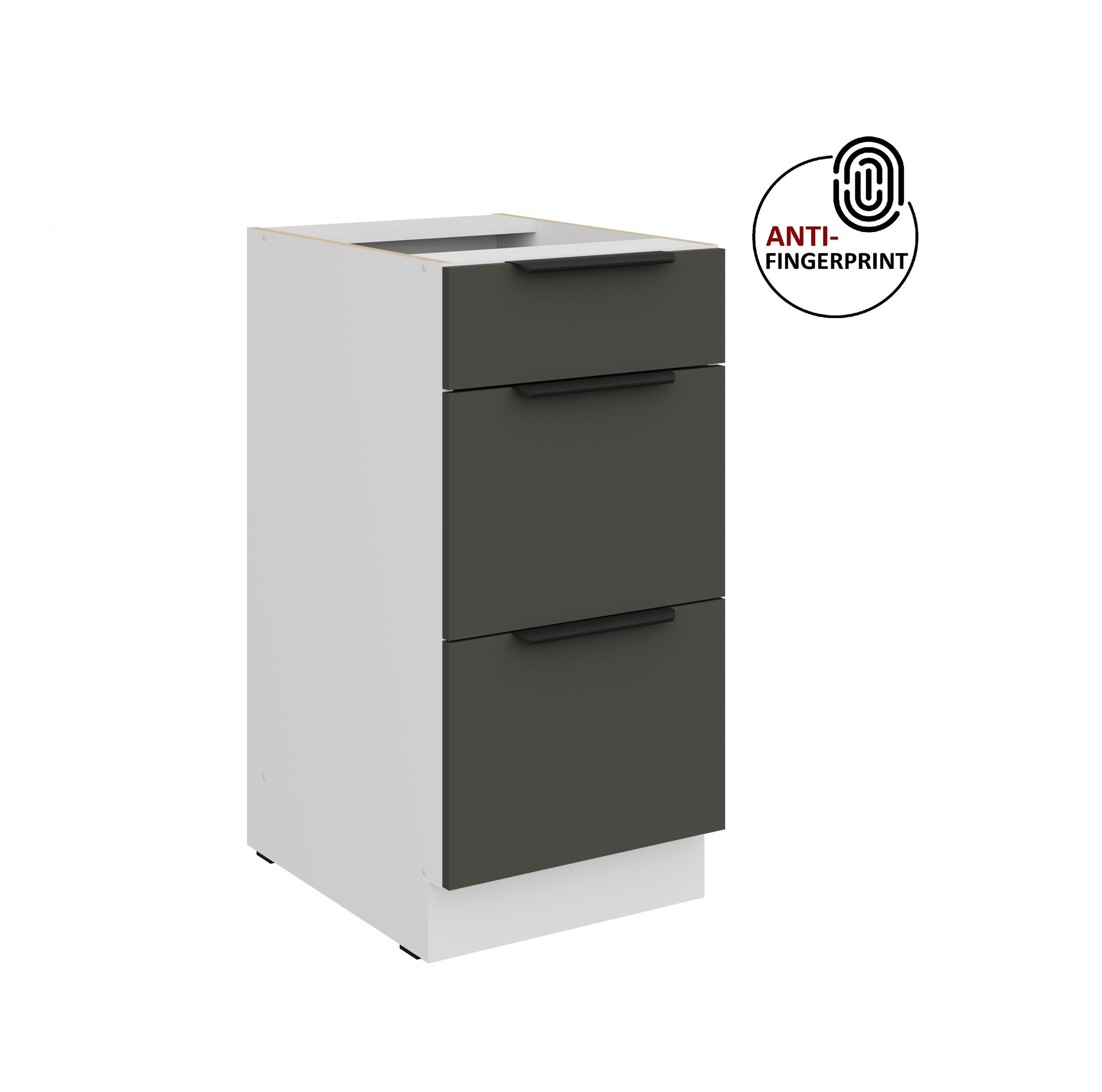 K&uuml;chen Unterschrank 40 K&uuml;che ARIA Graphite matt Anti Fingerprint K&uuml;chenzeile - Bild 1