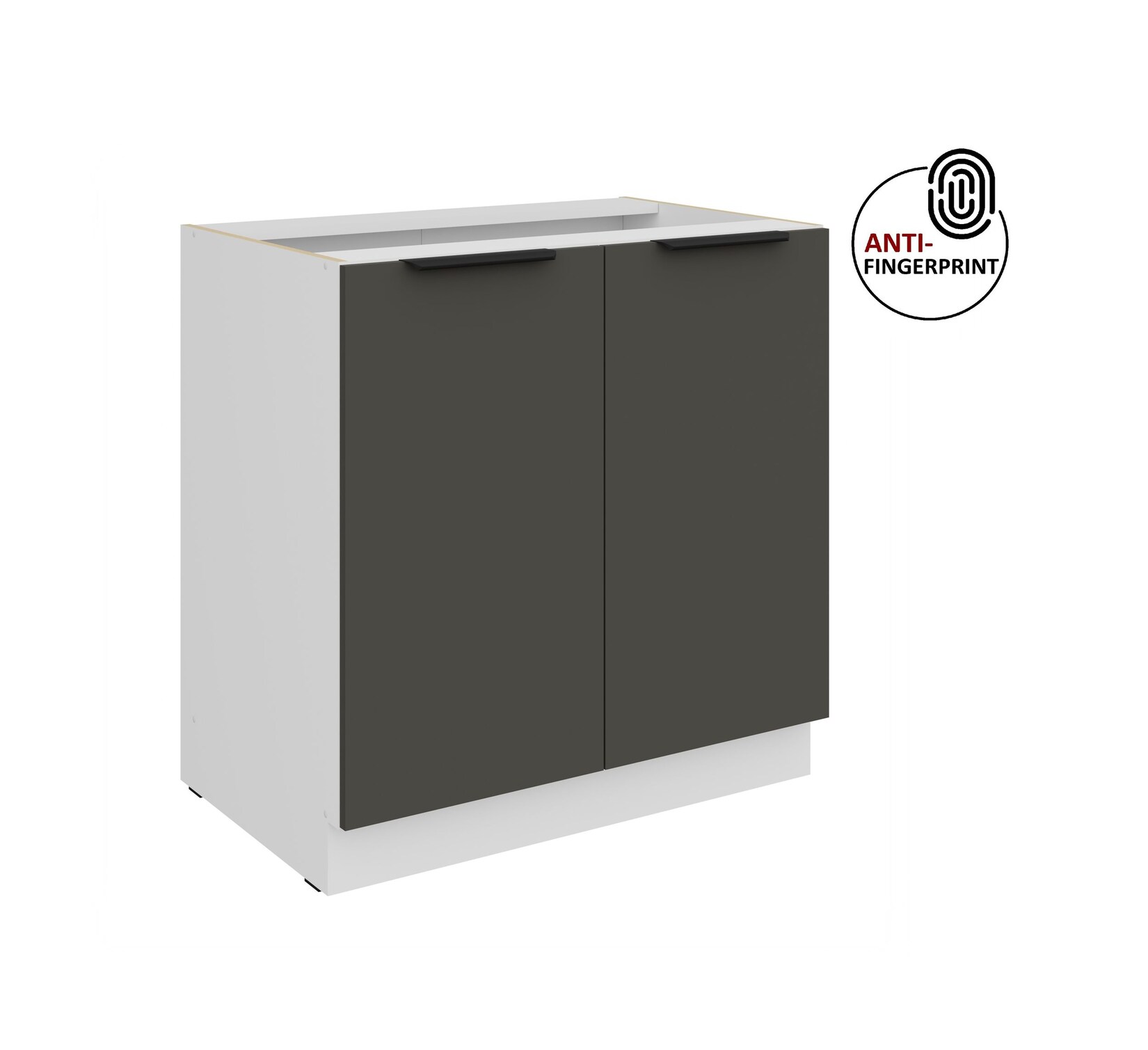 Küchen Unterschrank 80 Küche ARIA Graphite matt Anti Fingerprint Küchenzeile