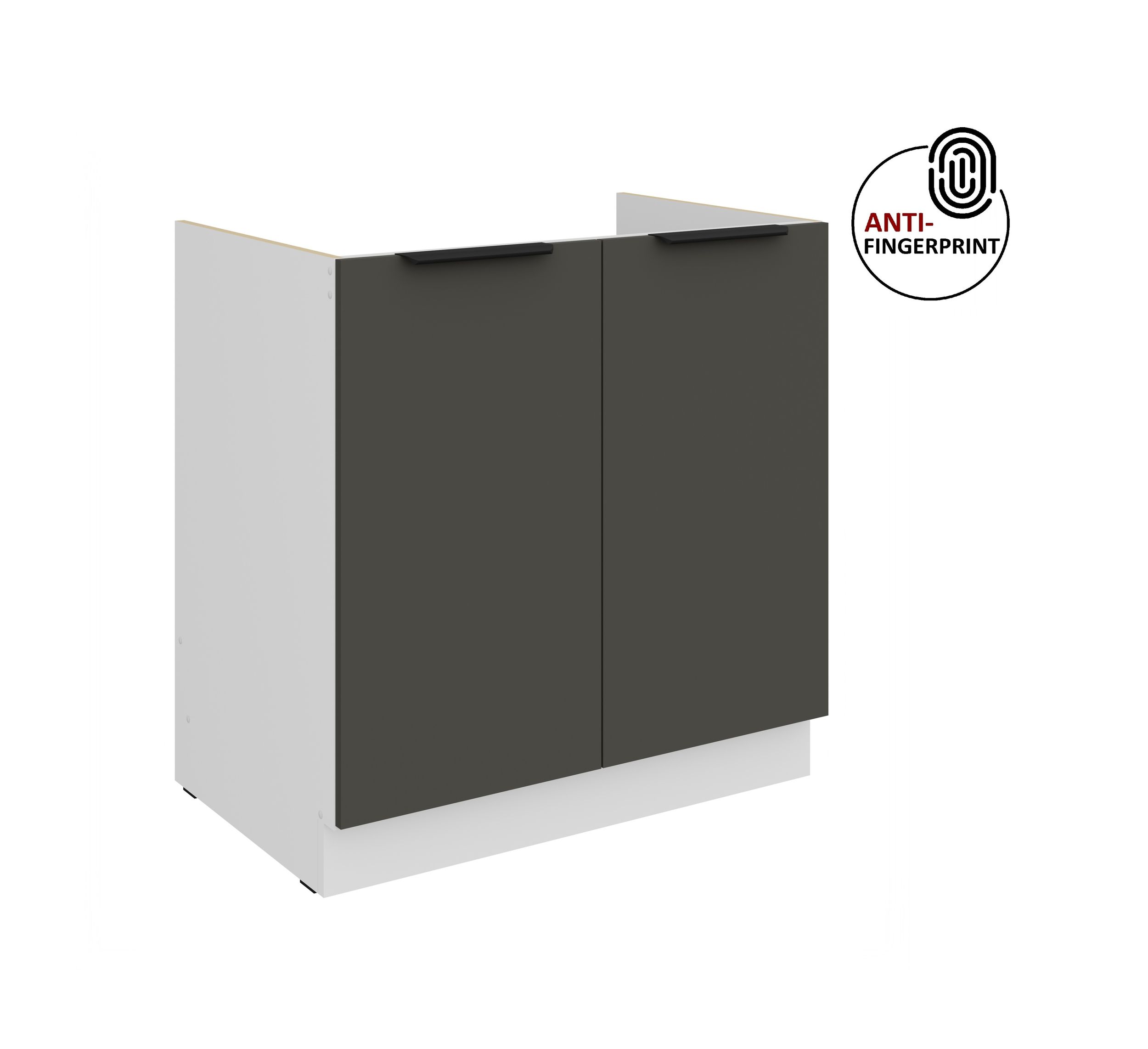 K&uuml;chen Sp&uuml;lenschrank 80 K&uuml;che ARIA Graphite matt Anti Fingerprint K&uuml;chenzeile - Bild 1