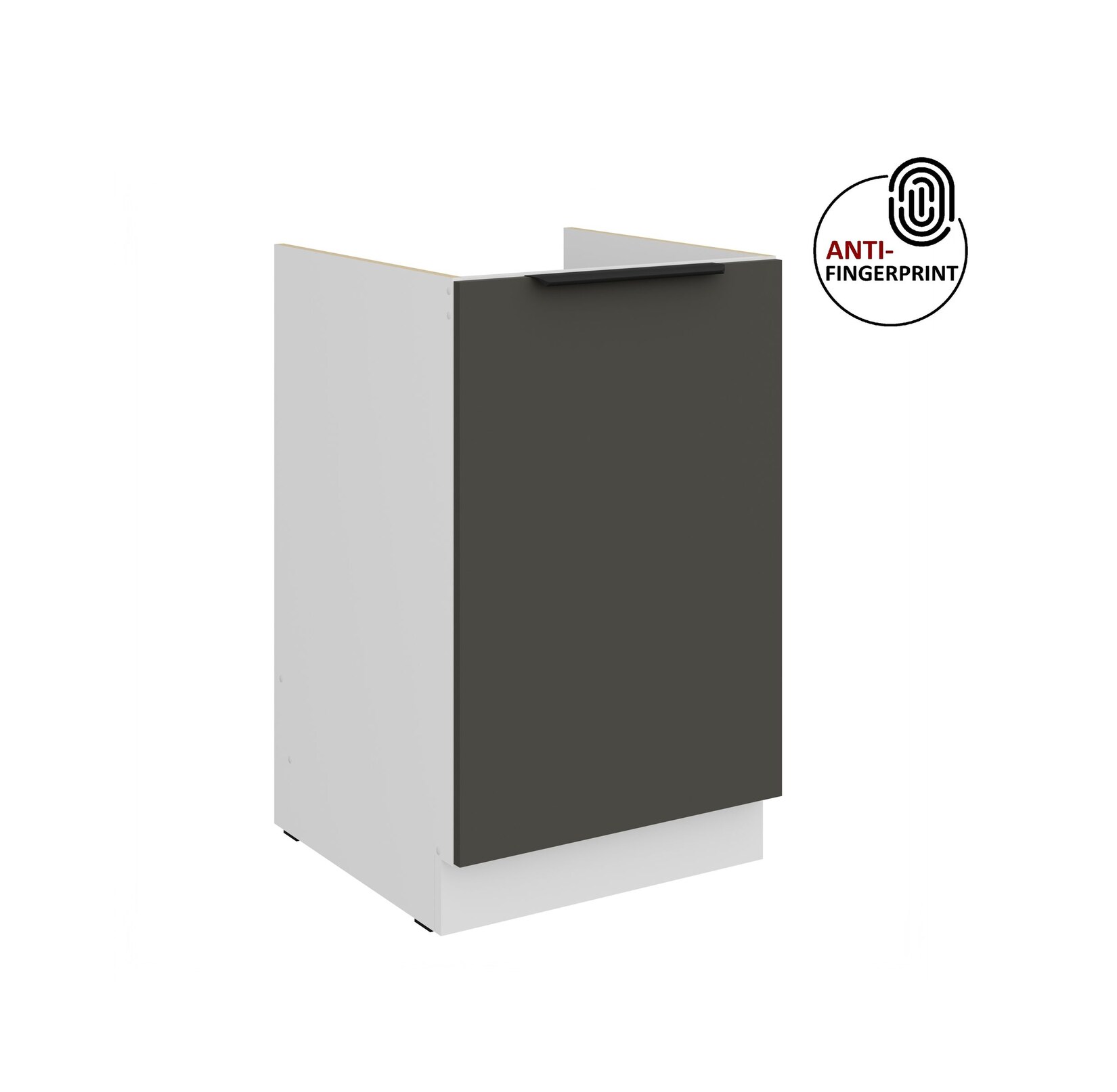 Küchen Spülenschrank 50 Küche ARIA Graphite matt Anti Fingerprint Küchenzeile