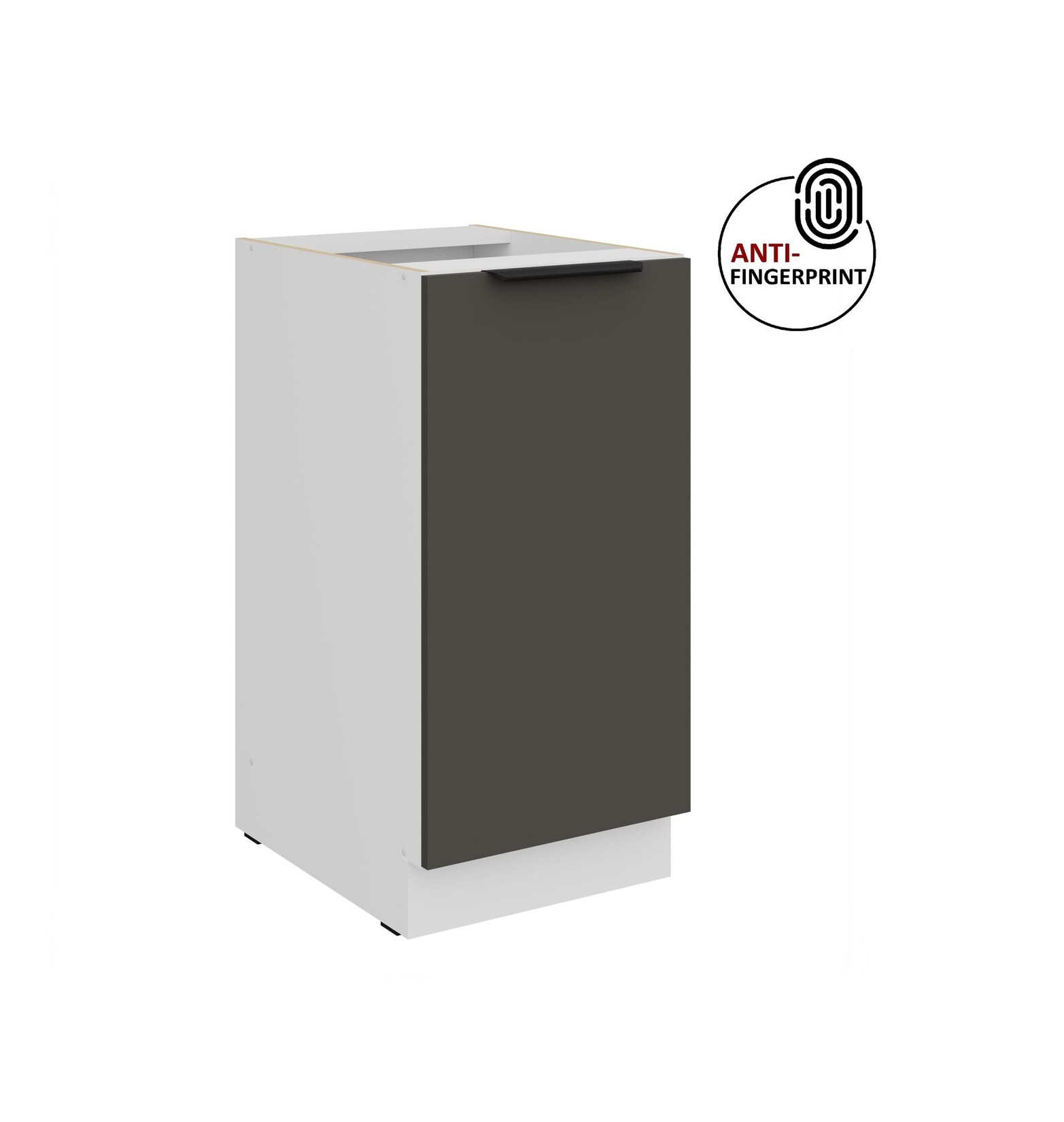 Küchen Unterschrank 40 cm Küche ARIA Graphite matt Anti Fingerprint Küchenzeile
