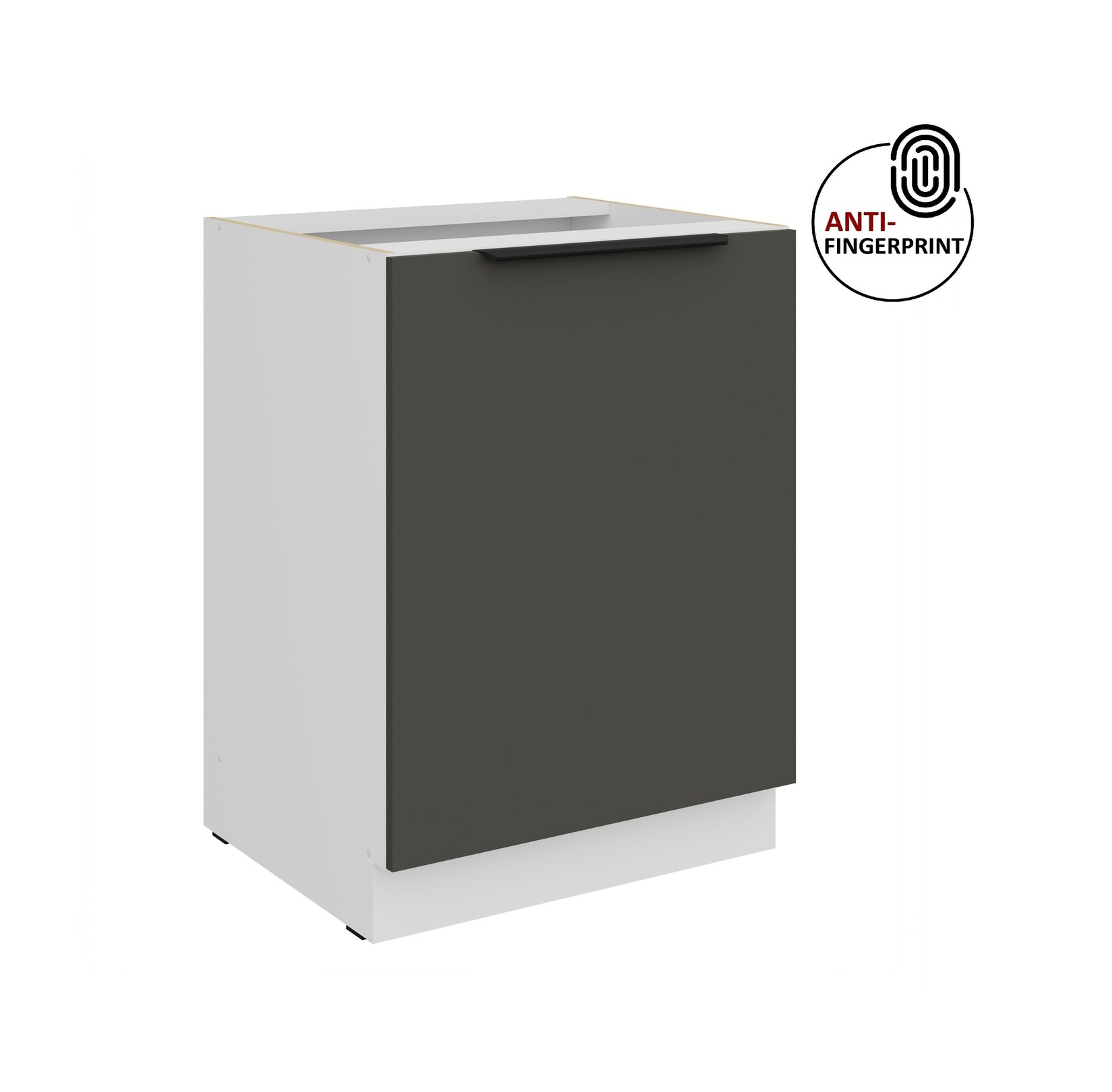 Küchen Unterschrank 60 cm Küche ARIA Graphite matt Anti Fingerprint Küchenzeile