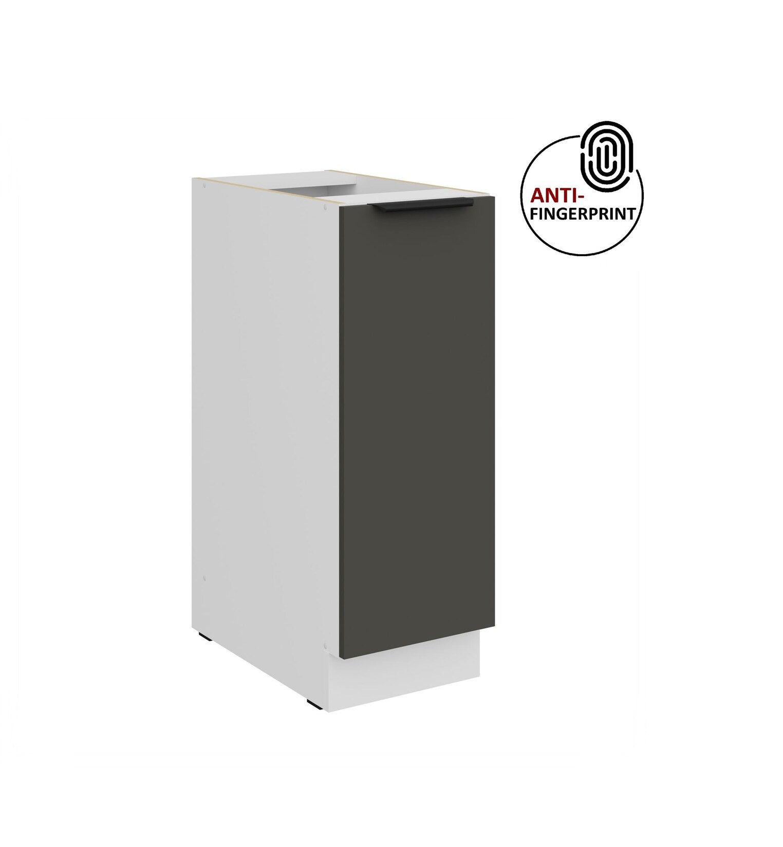 Küchen Unterschrank Schrankauszug 30 Küche ARIA Graphite matt Anti Fingerprint