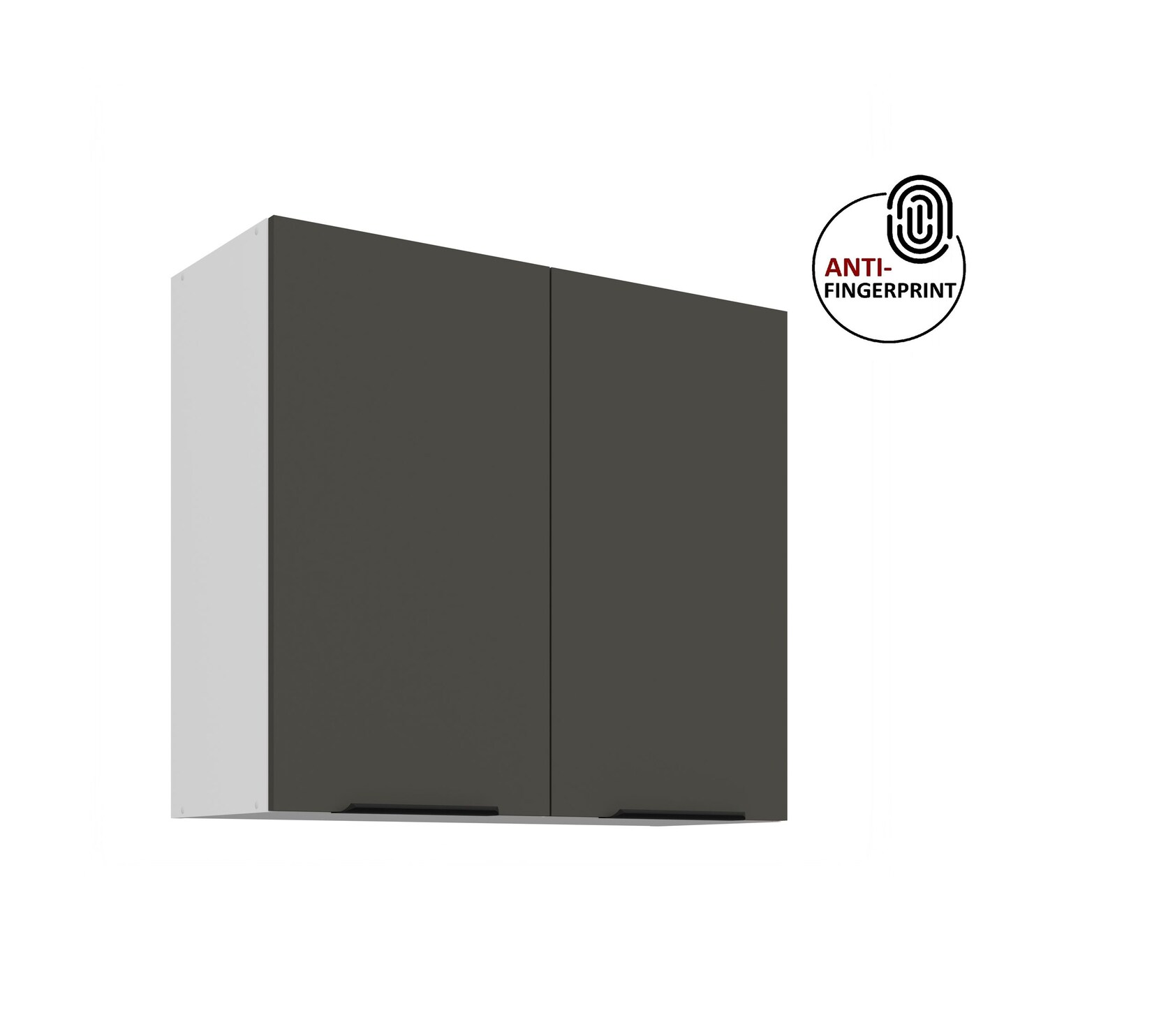 Küchen Hängeschrank 80 cm Küche ARIA Graphite matt Küchenzeile Anti Fingerprint