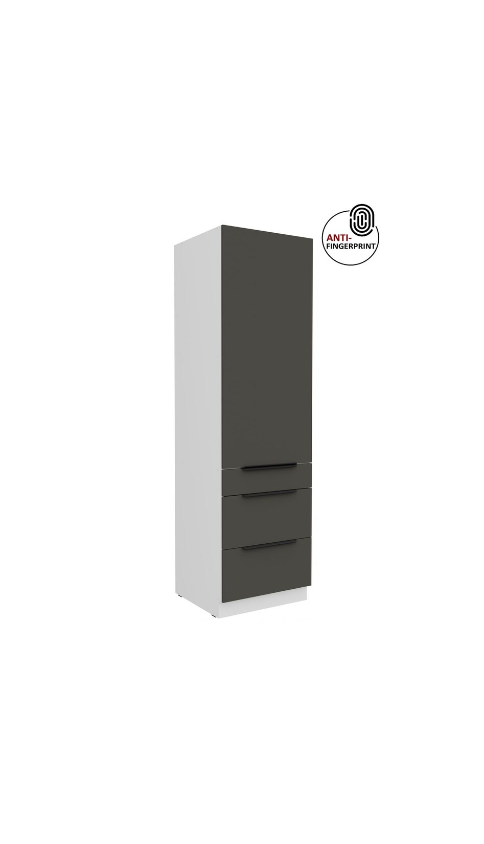 Küchen Hochschrank 60 cm Küche ARIA Graphite matt Anti Fingerprint Küchenzeile