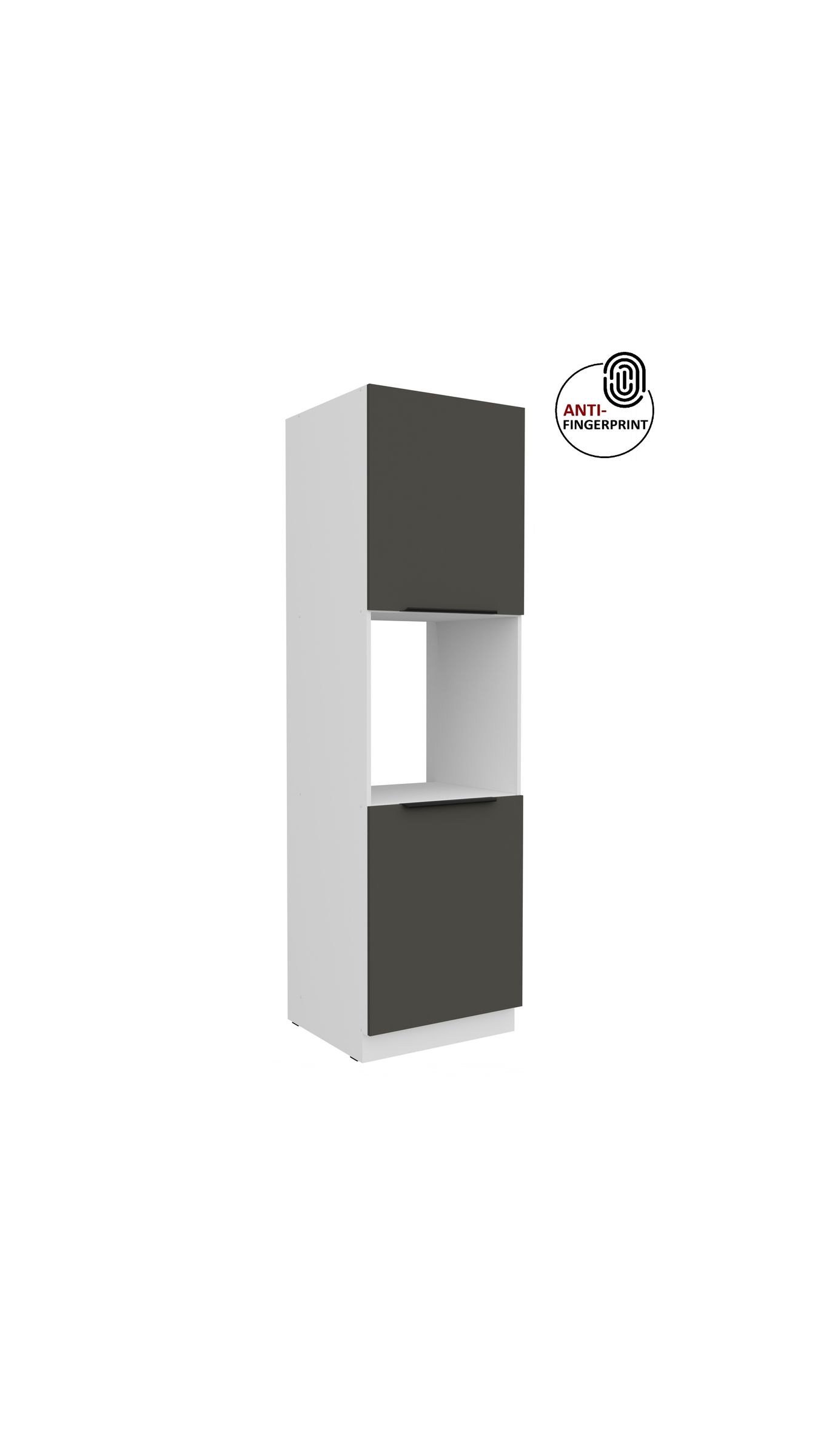 K&uuml;chen Hochschrank 60 cm K&uuml;che ARIA Graphite matt Anti Fingerprint K&uuml;chenzeile - Bild 1