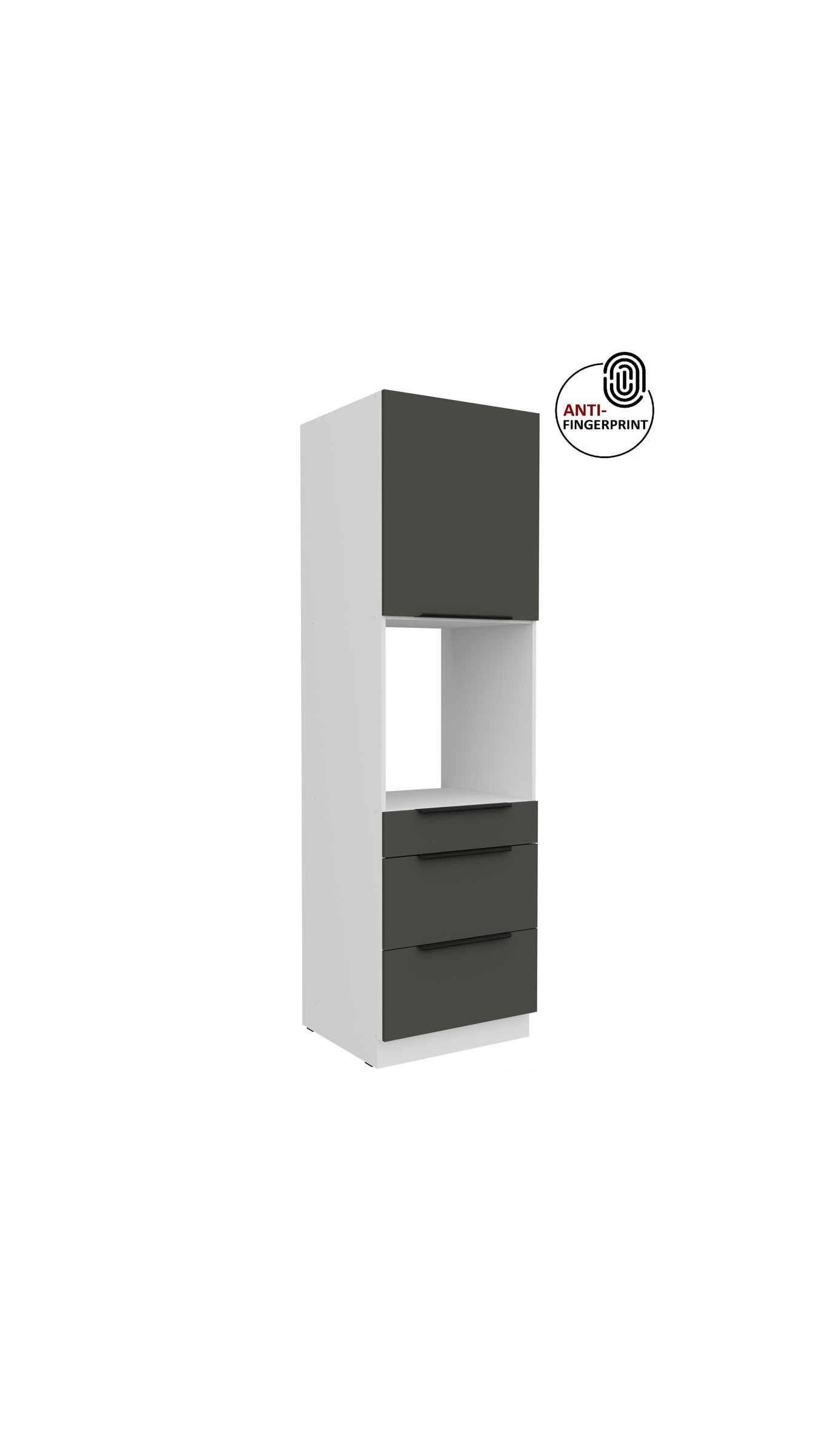 K&uuml;chen Hochschrank 60 cm K&uuml;che ARIA Graphite matt Anti Fingerprint K&uuml;chenzeile - Bild 1