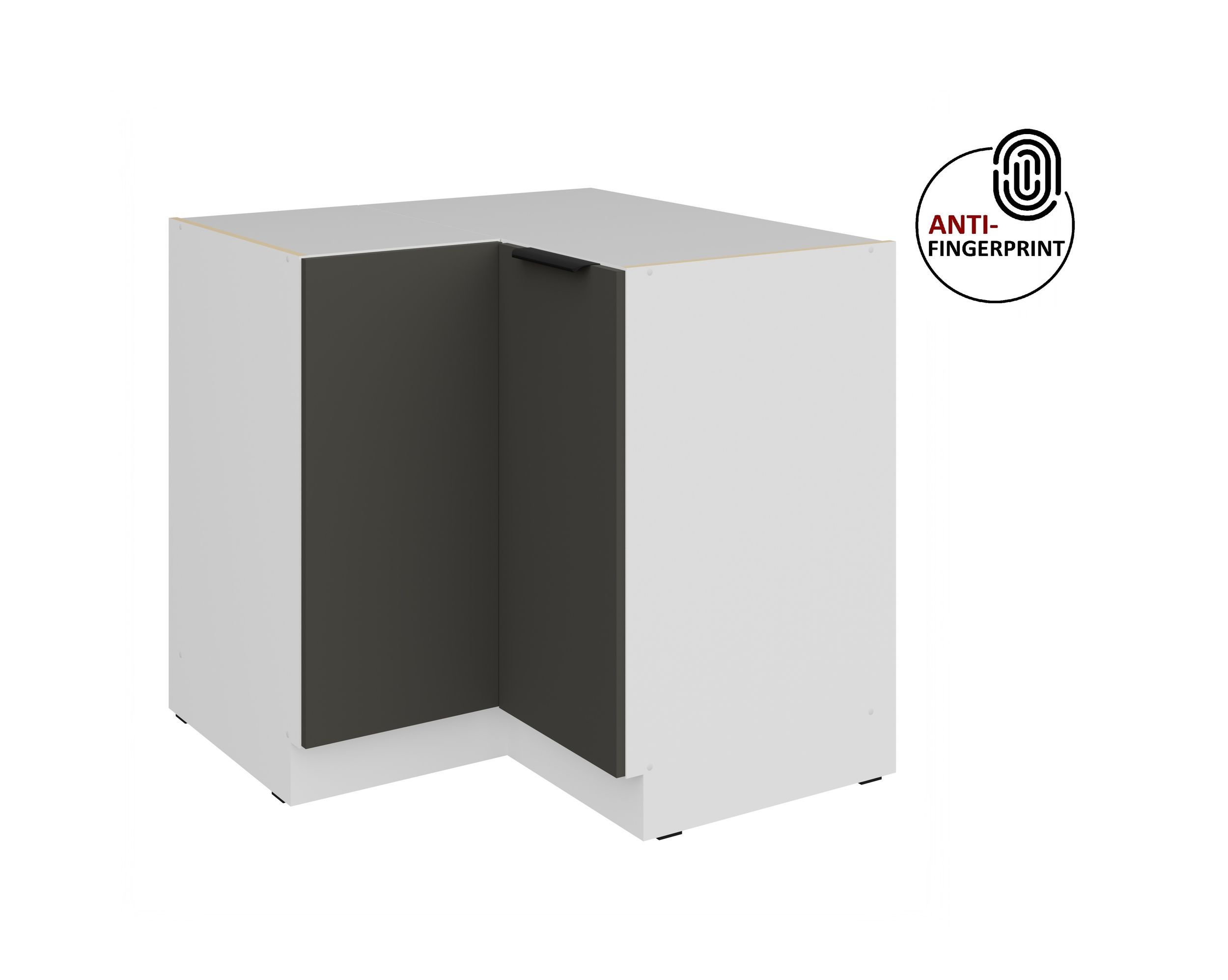 K&uuml;chen Eckschrank 90x90 cm K&uuml;che ARIA Graphite matt Anti Fingerprint K&uuml;chenzeile - Bild 1