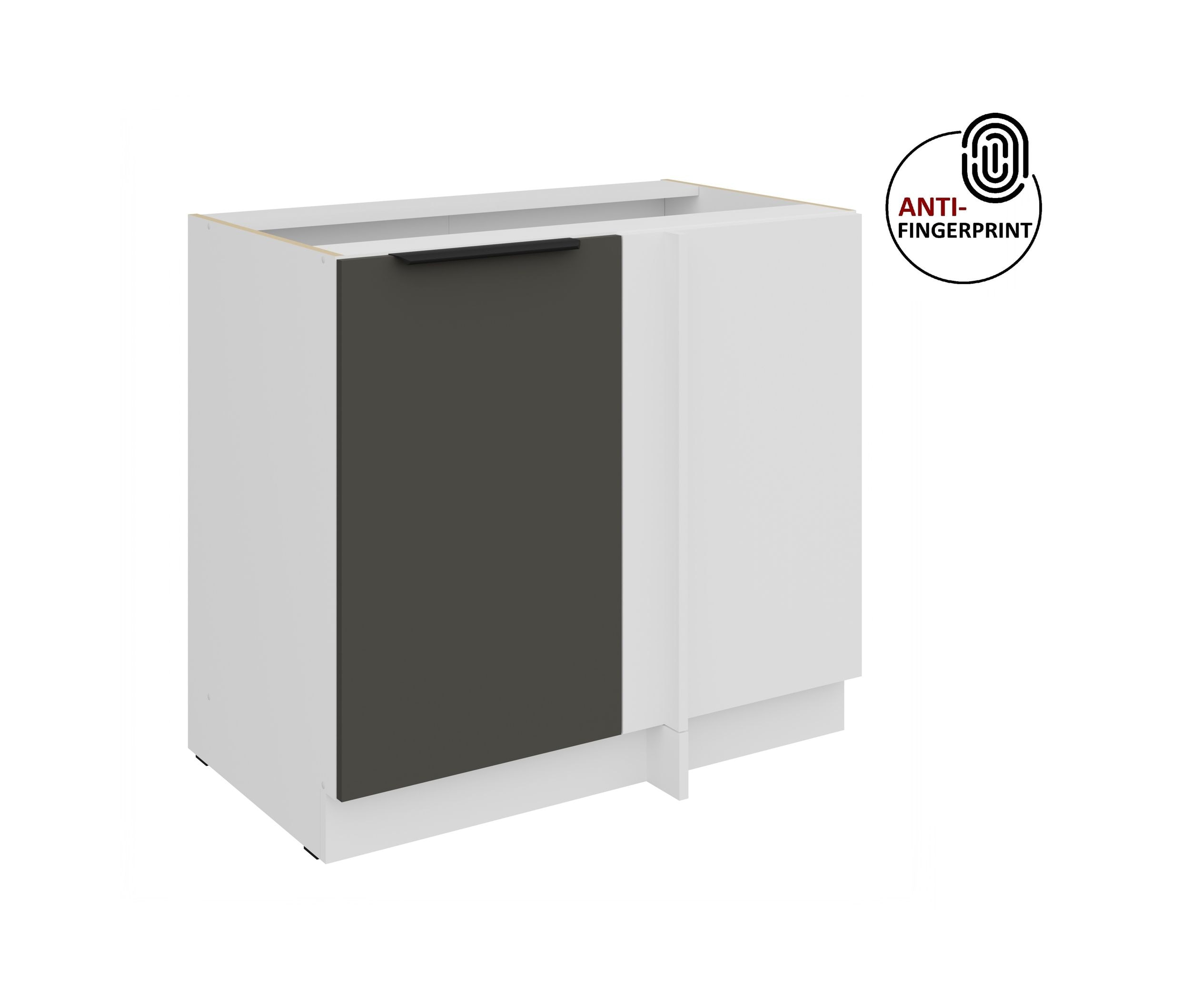 K&uuml;chen Eckschrank 105 cm K&uuml;che ARIA Graphite matt Anti Fingerprint K&uuml;chenzeile - Bild 1