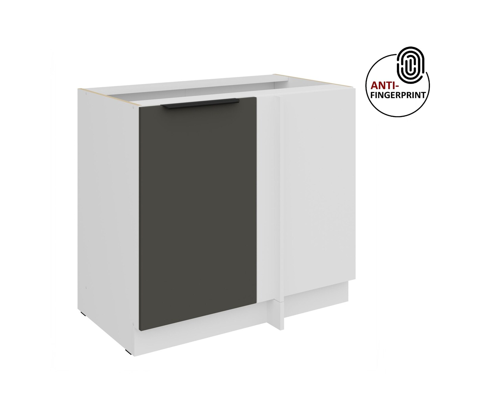 Küchen Eckschrank 105 cm Küche ARIA Graphite matt Anti Fingerprint Küchenzeile