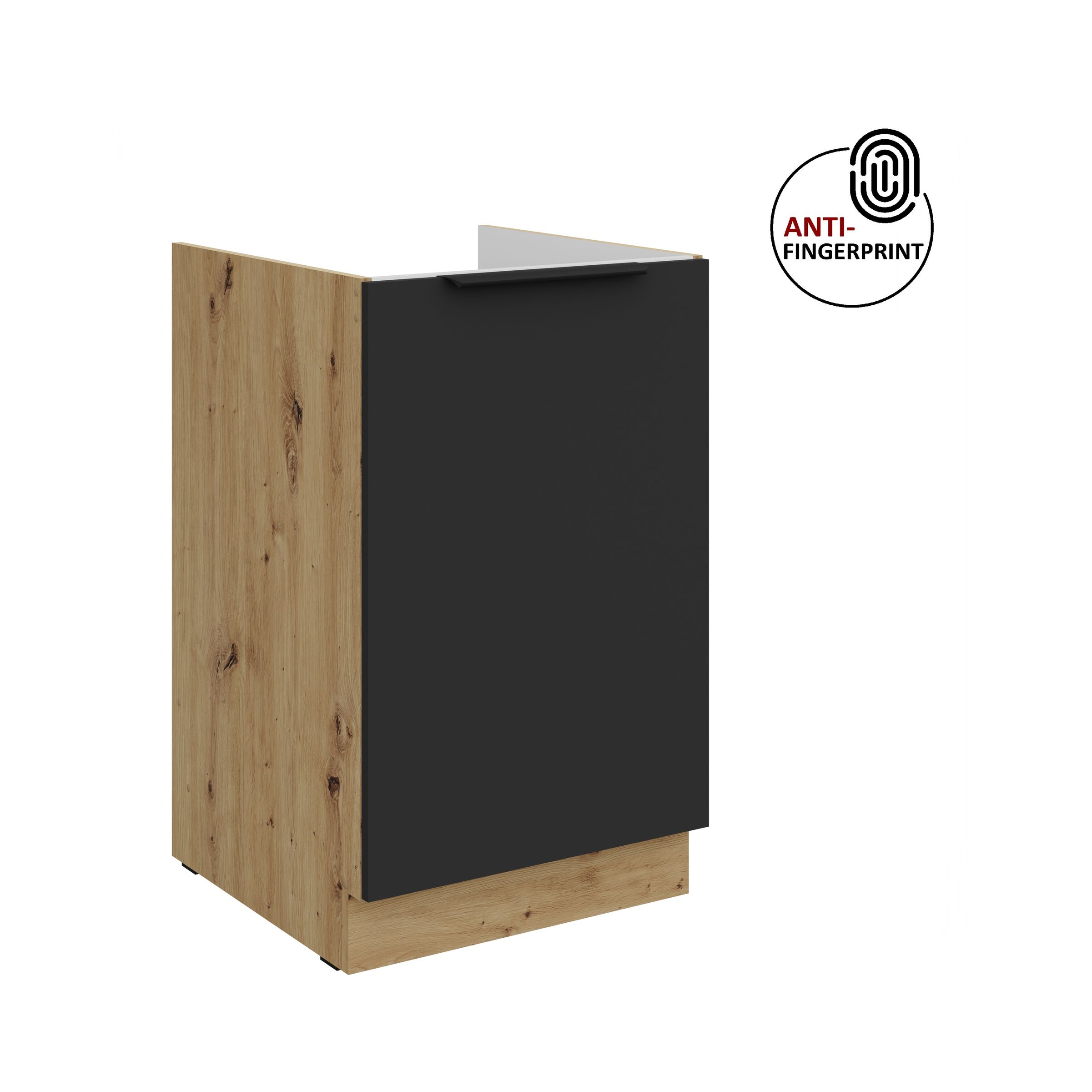 K&uuml;chen Sp&uuml;lenschrank 50 K&uuml;che ARIA Schwarz matt Anti Fingerprint K&uuml;chenzeile - Bild 1