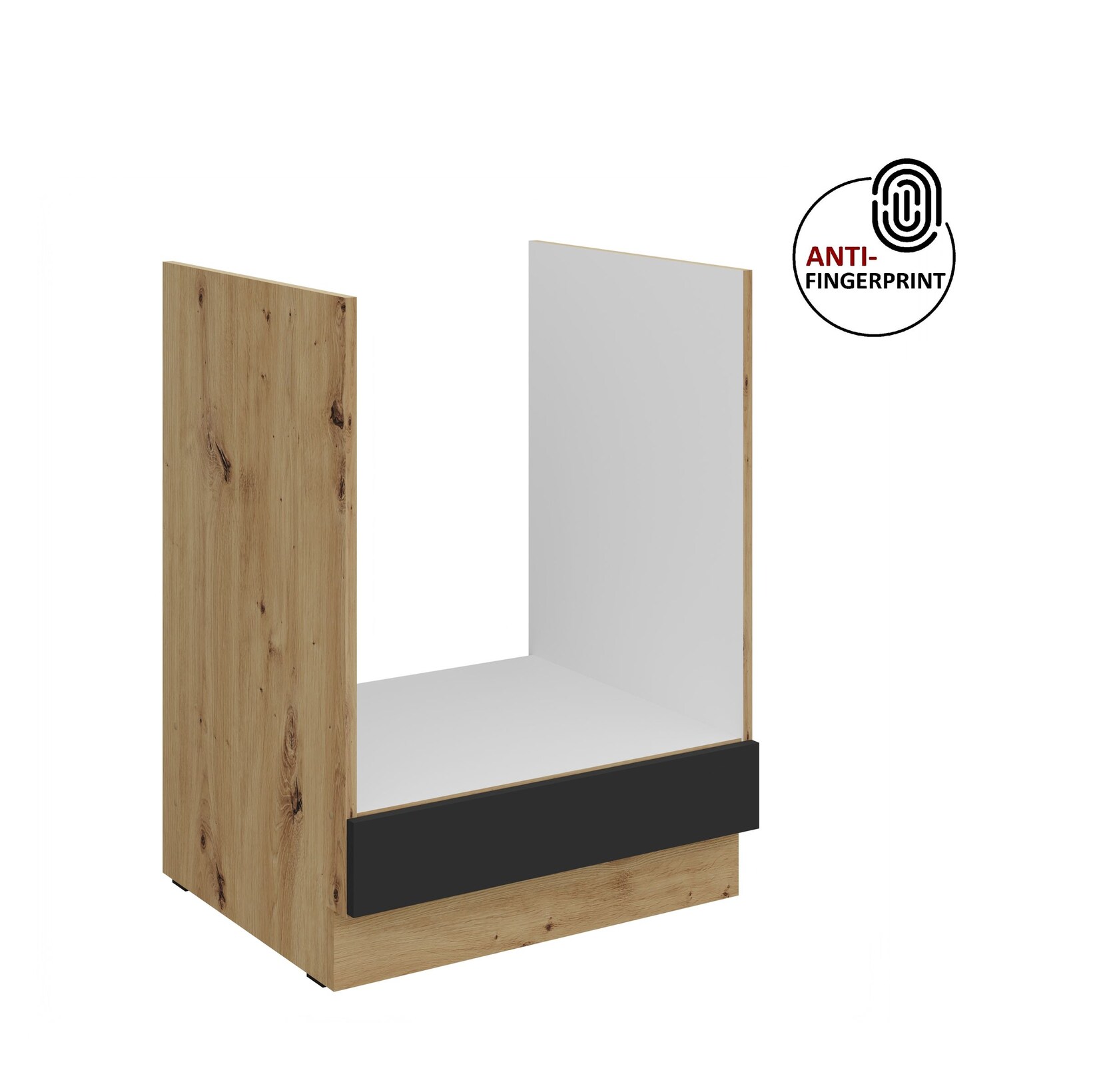Küchen Herdschrank 60 Küche ARIA Schwarz matt Anti Fingerprint Küchenzeile