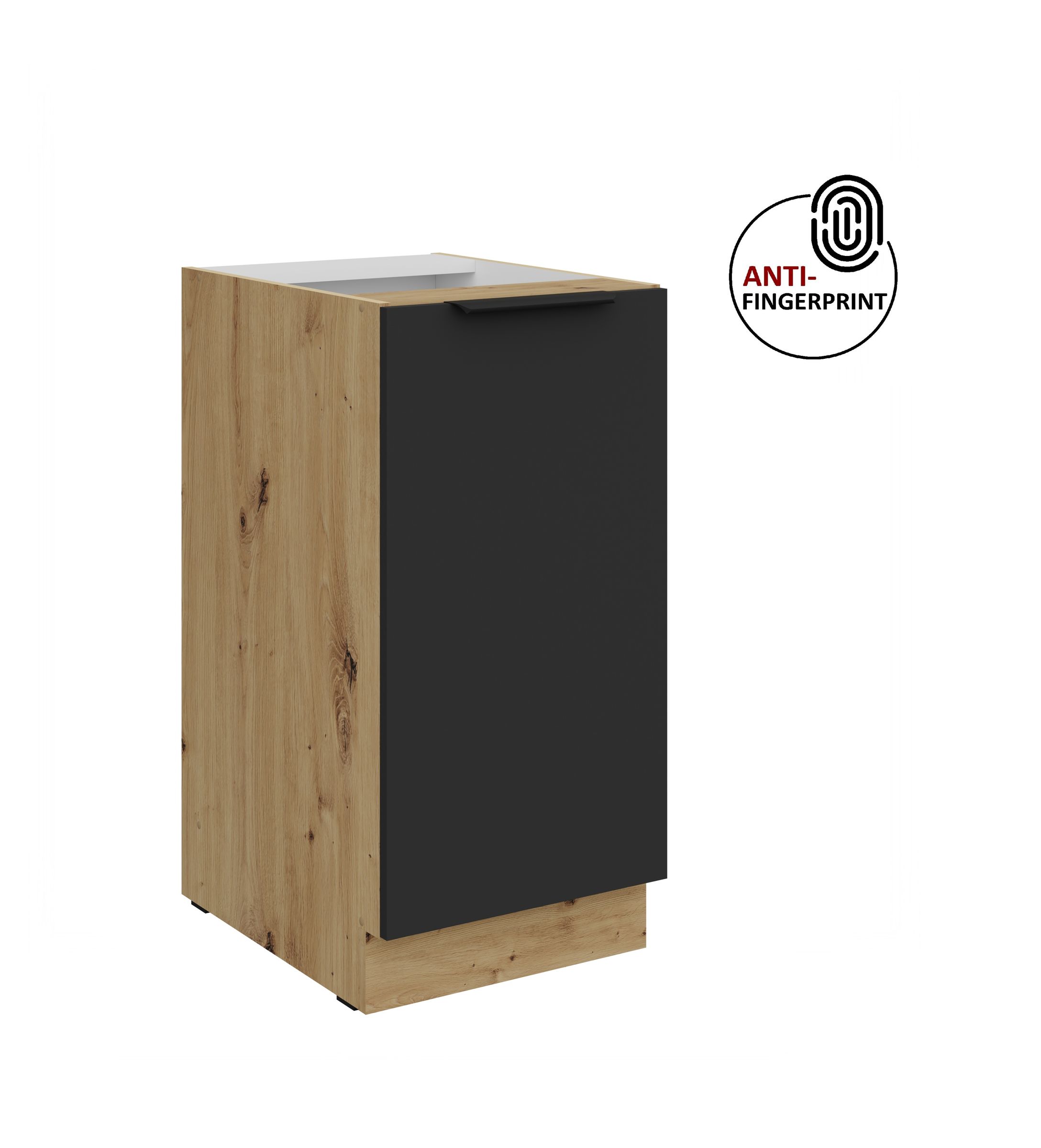 K&uuml;chen Unterschrank 40 K&uuml;che ARIA Schwarz matt Anti Fingerprint K&uuml;chenzeile - Bild 1