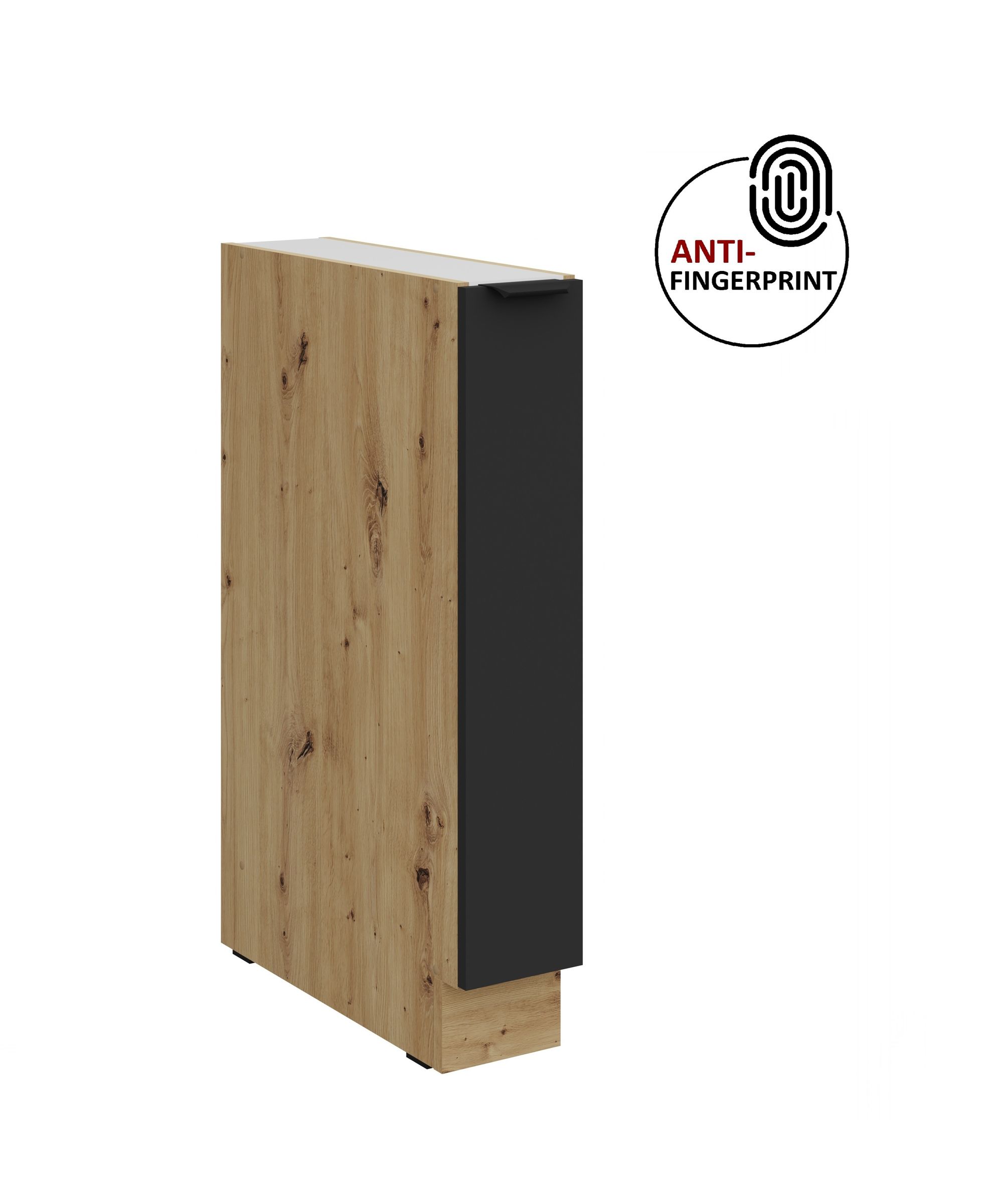 K&uuml;chen Unterschrank Schrankauszug 15 K&uuml;che ARIA Schwarz matt Anti Fingerprint - Bild 1