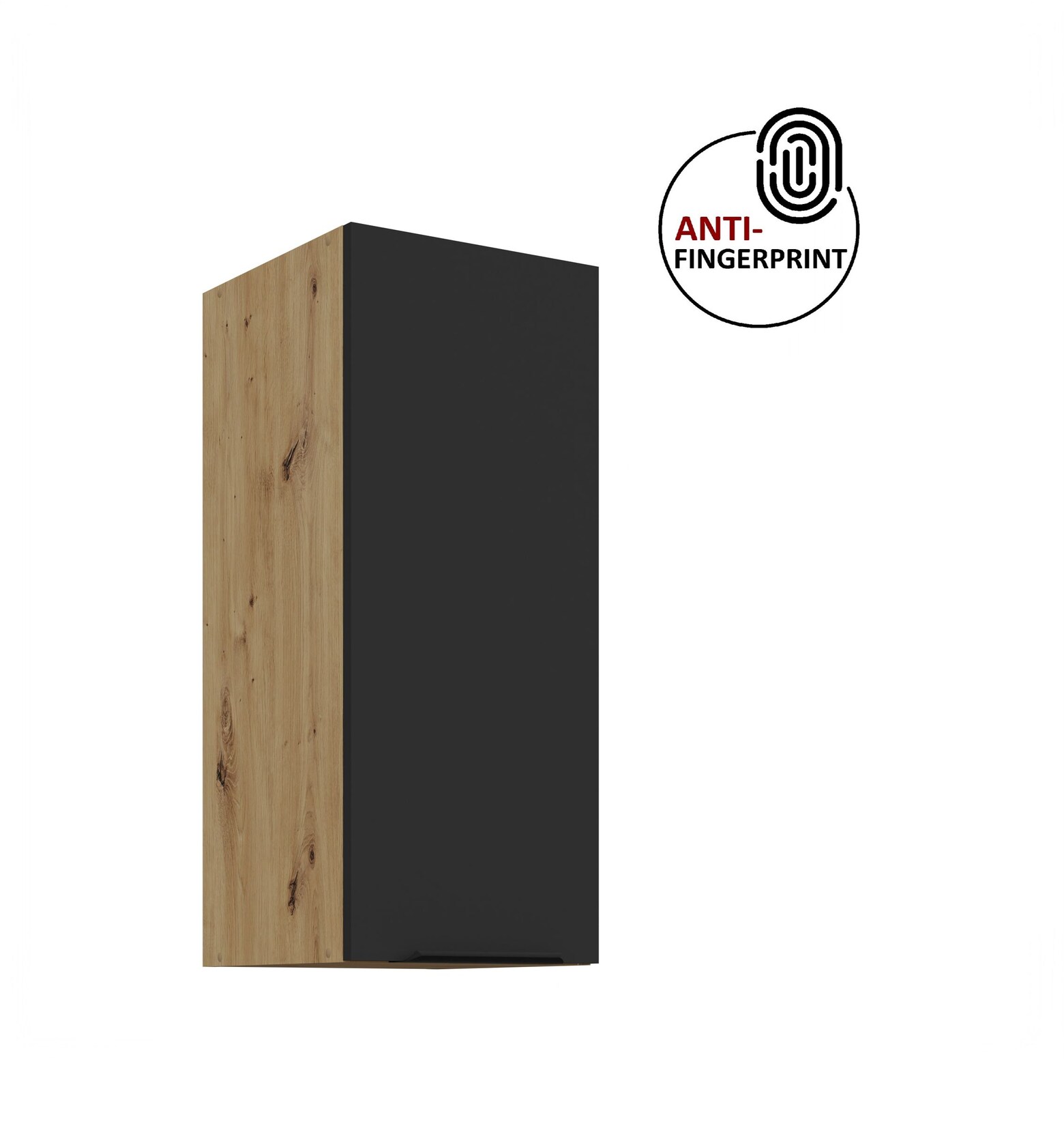 Küchen Hängeschrank 30 Küche ARIA Schwarz matt Küchenzeile Anti Fingerprint