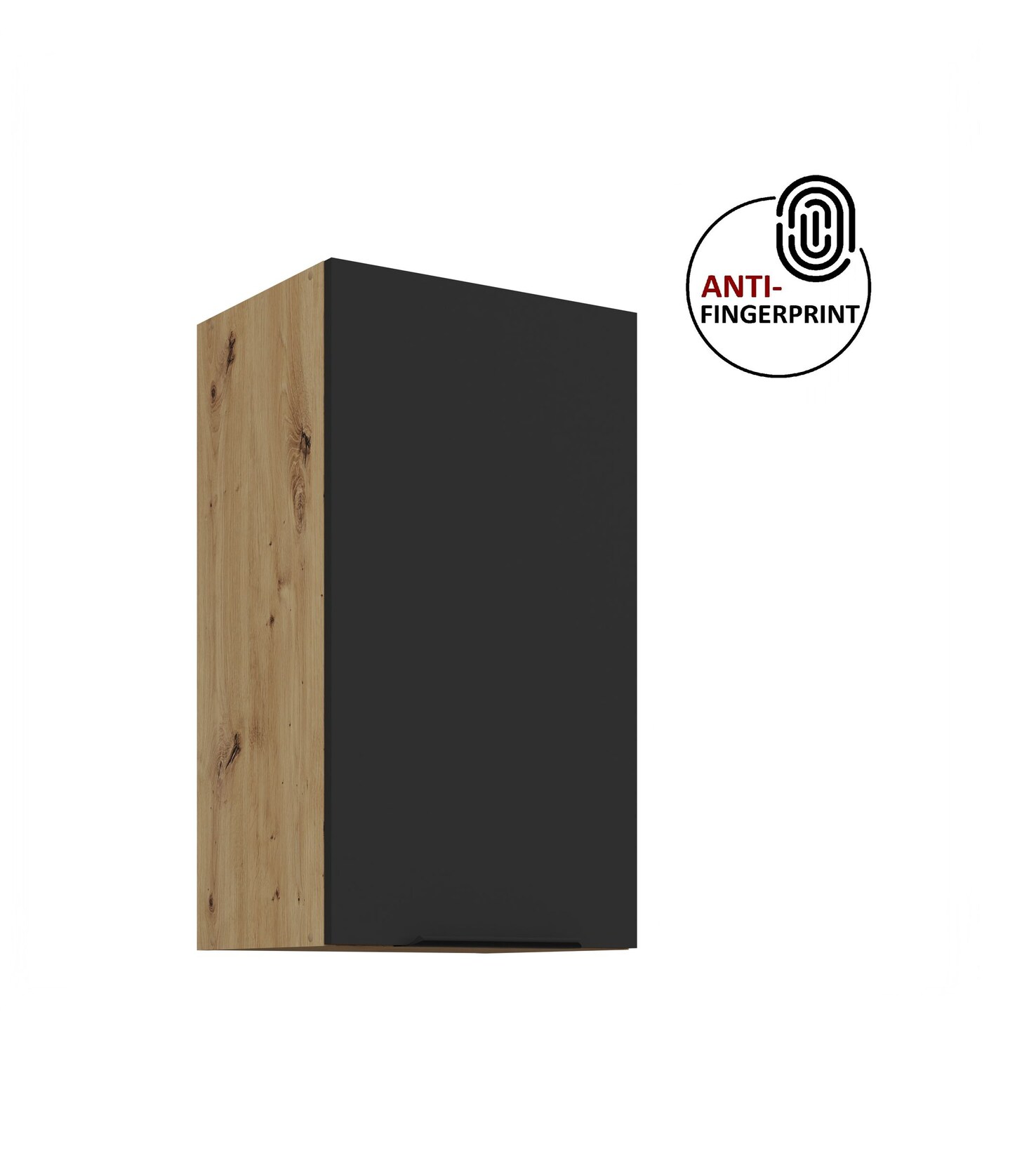 Küchen Hängeschrank 40 Küche ARIA Schwarz matt Küchenzeile Anti Fingerprint