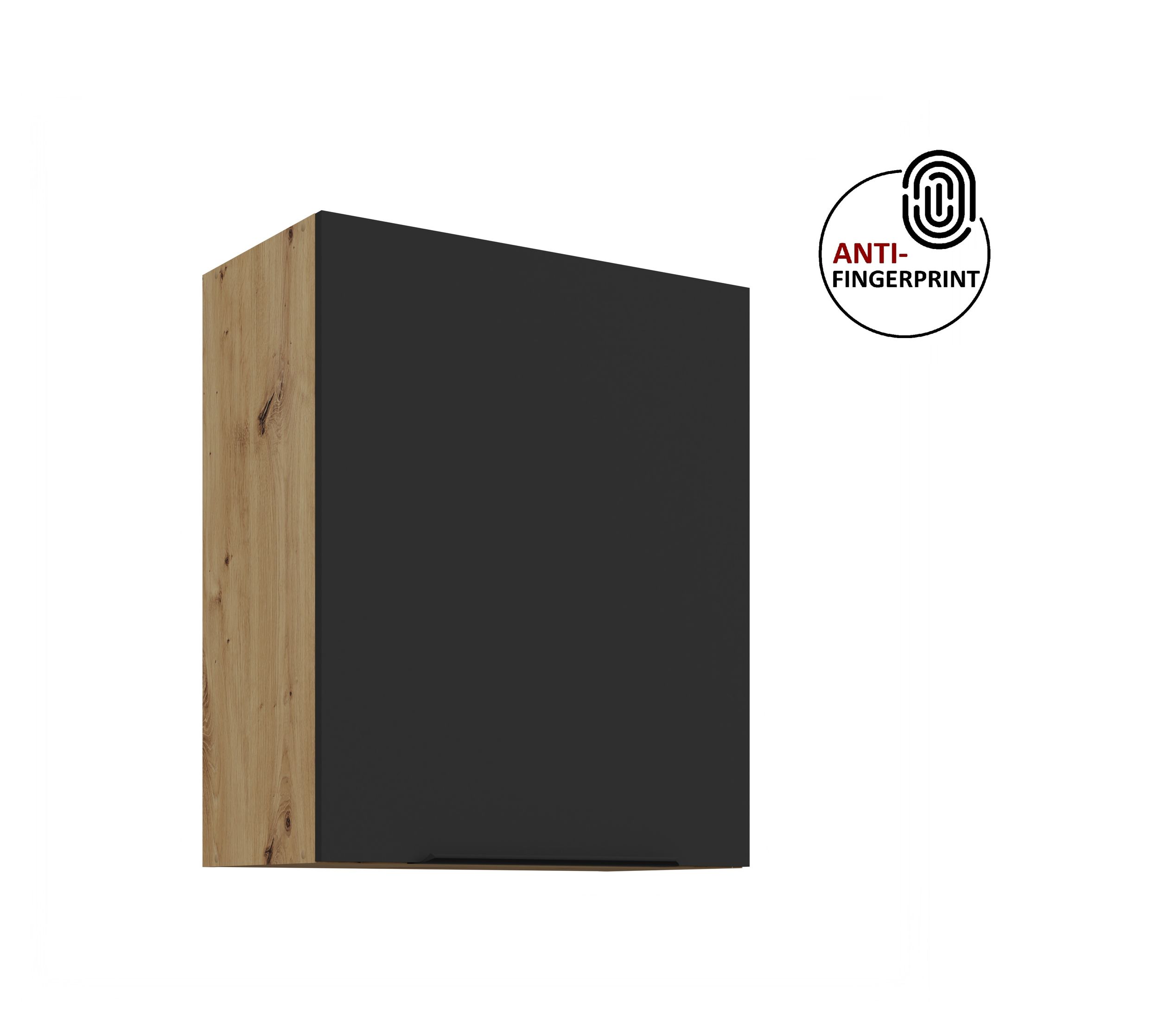 K&uuml;chen H&auml;ngeschrank 60 K&uuml;che ARIA Schwarz matt K&uuml;chenzeile Anti Fingerprint - Bild 1