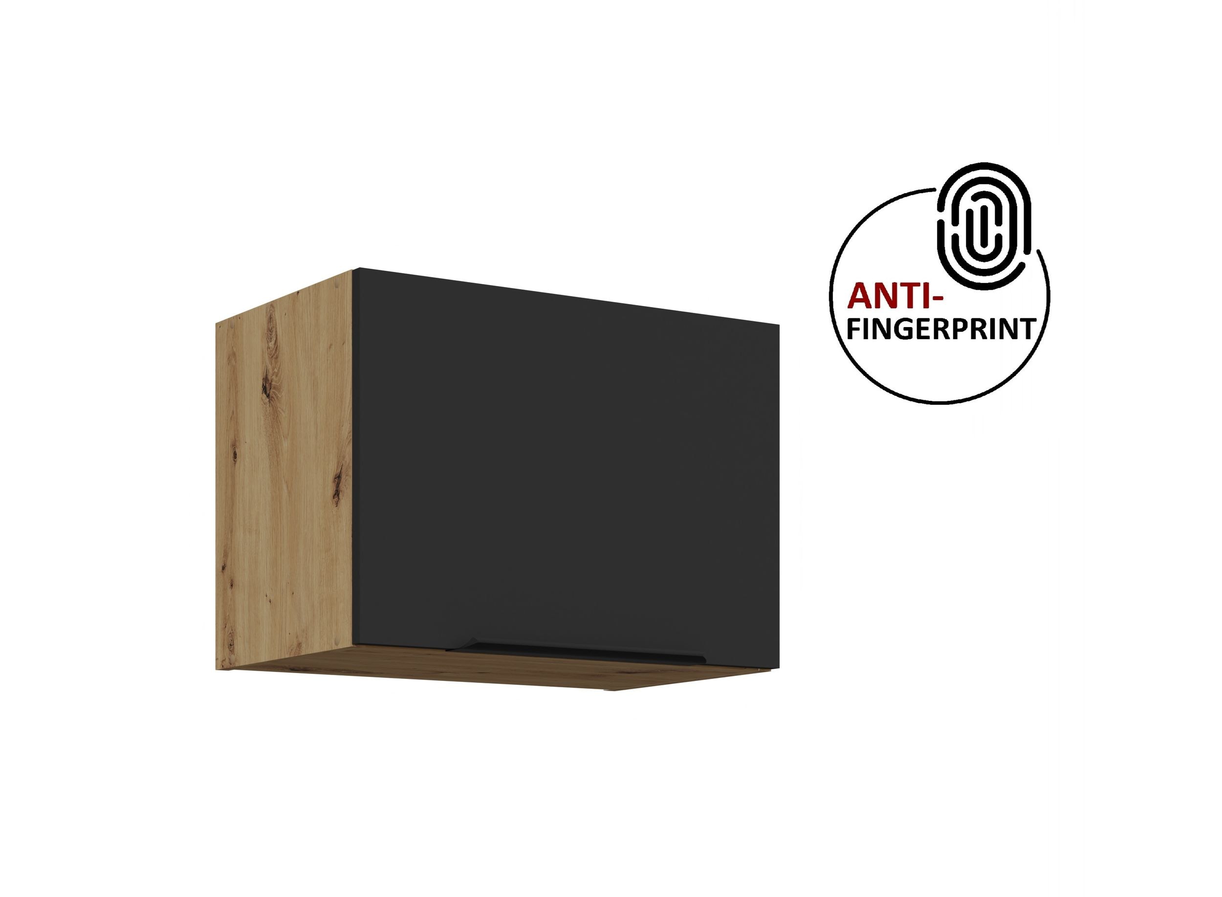 K&uuml;chen H&auml;ngeschrank 50 K&uuml;che ARIA Schwarz matt K&uuml;chenzeile Anti Fingerprint - Bild 1