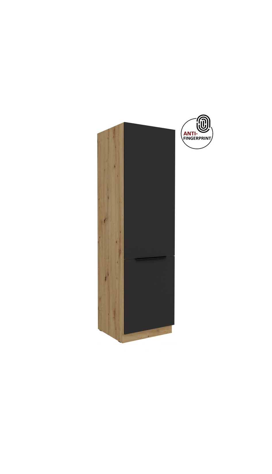 Küchen Hochschrank 60 cm Küche ARIA Schwarz matt Anti Fingerprint Küchenzeile