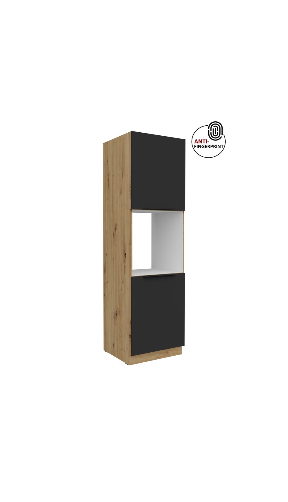 Küchen Hochschrank 60 cm Küche ARIA Schwarz matt Anti Fingerprint Küchenzeile