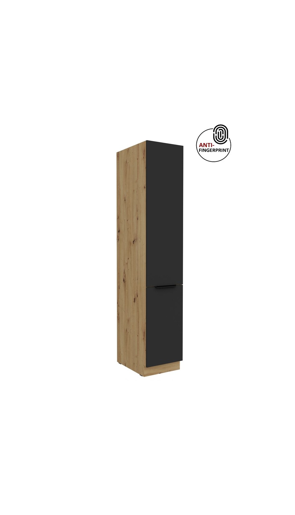 Küchen Hochschrank 40 cm Küche ARIA Schwarz matt Anti Fingerprint Küchenzeile