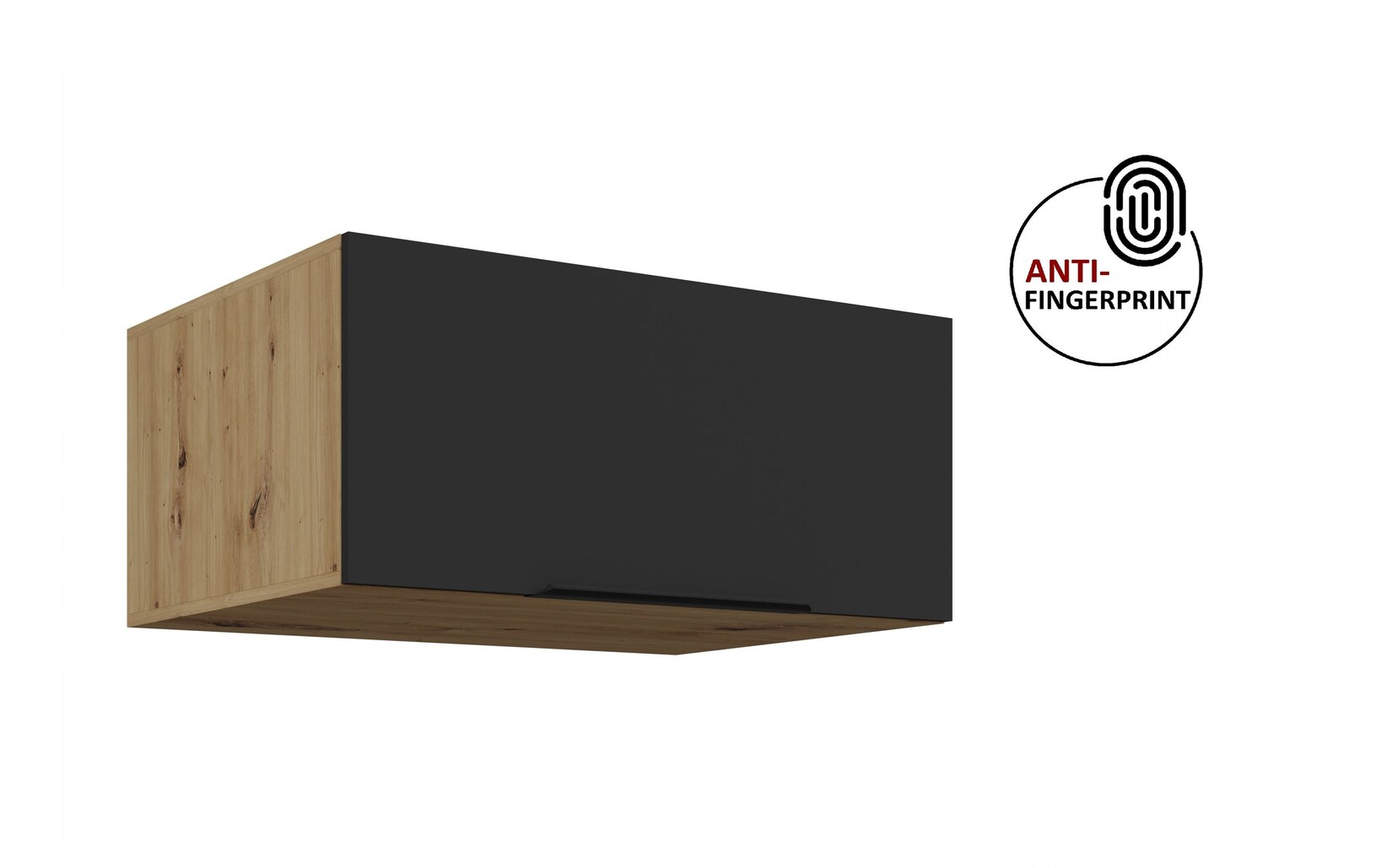 Küchen Aufsatzschrank 80 Küche ARIA Schwarz matt Küchenzeile Anti Fingerprint